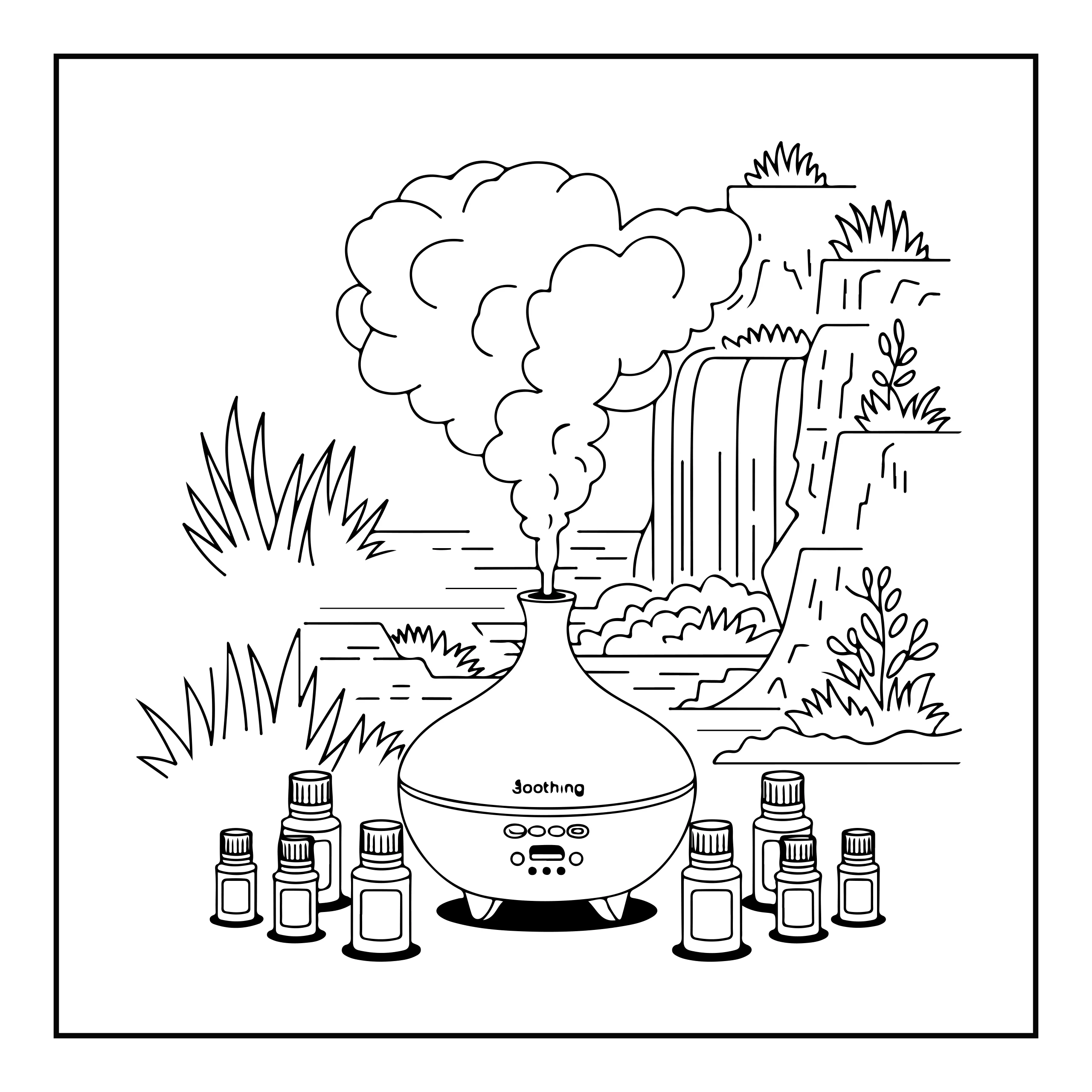 Dibujo para colorear difusor de aromas — PDF imprimible