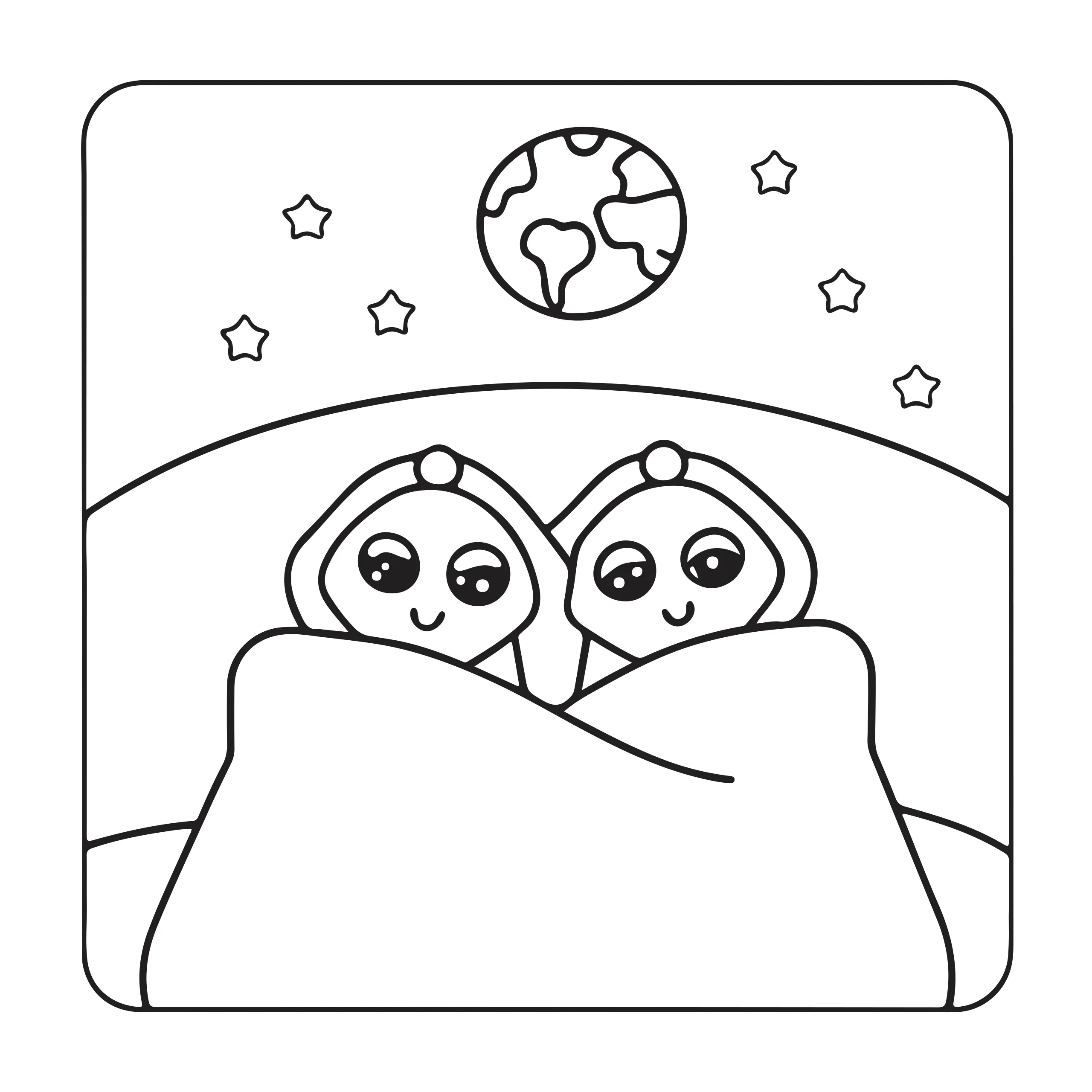 Aliens in Space Coloring Page — Coloring page
