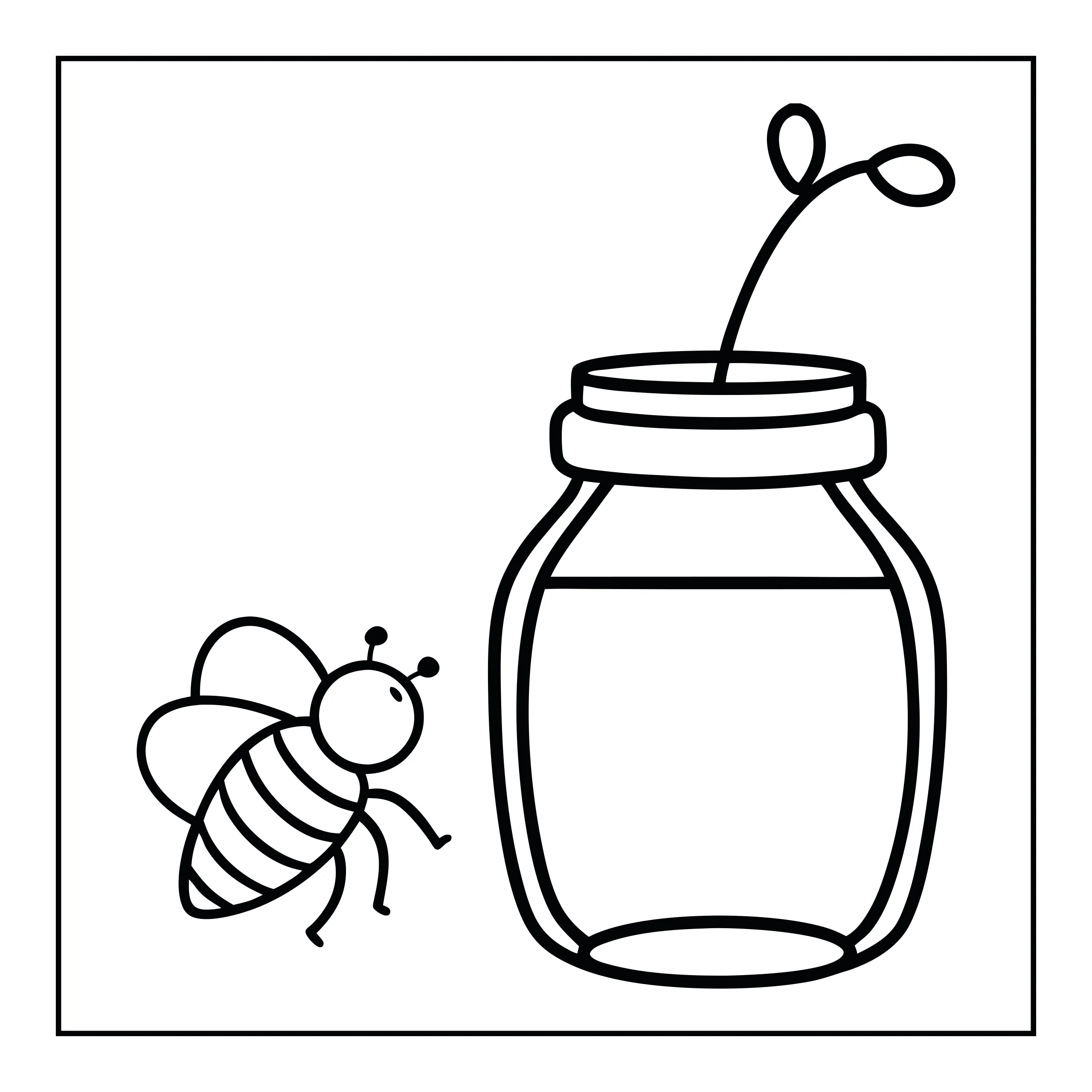Coloriage abeille et pot de miel — Page de coloriage