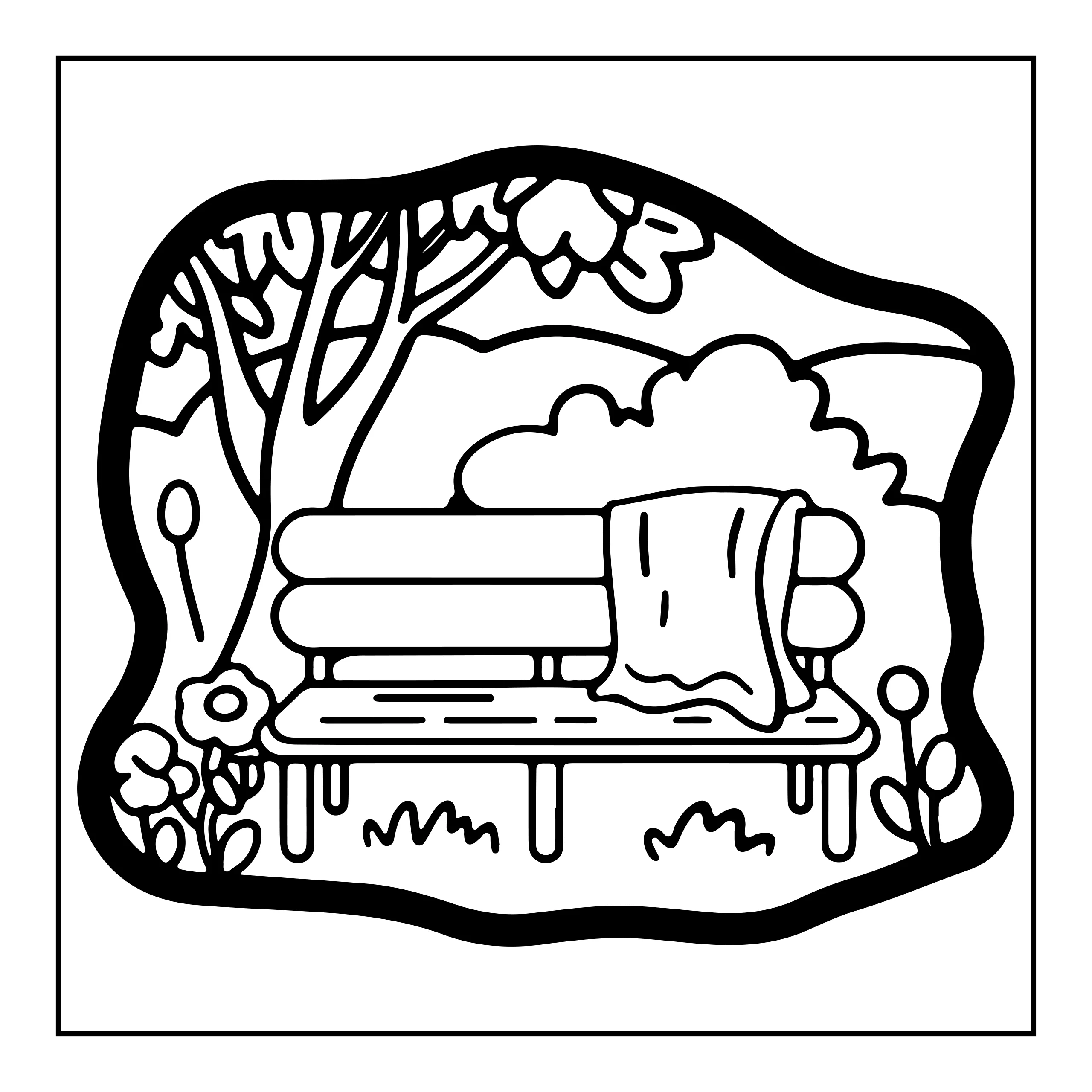 Coloriage banc dans la nature — Page de coloriage