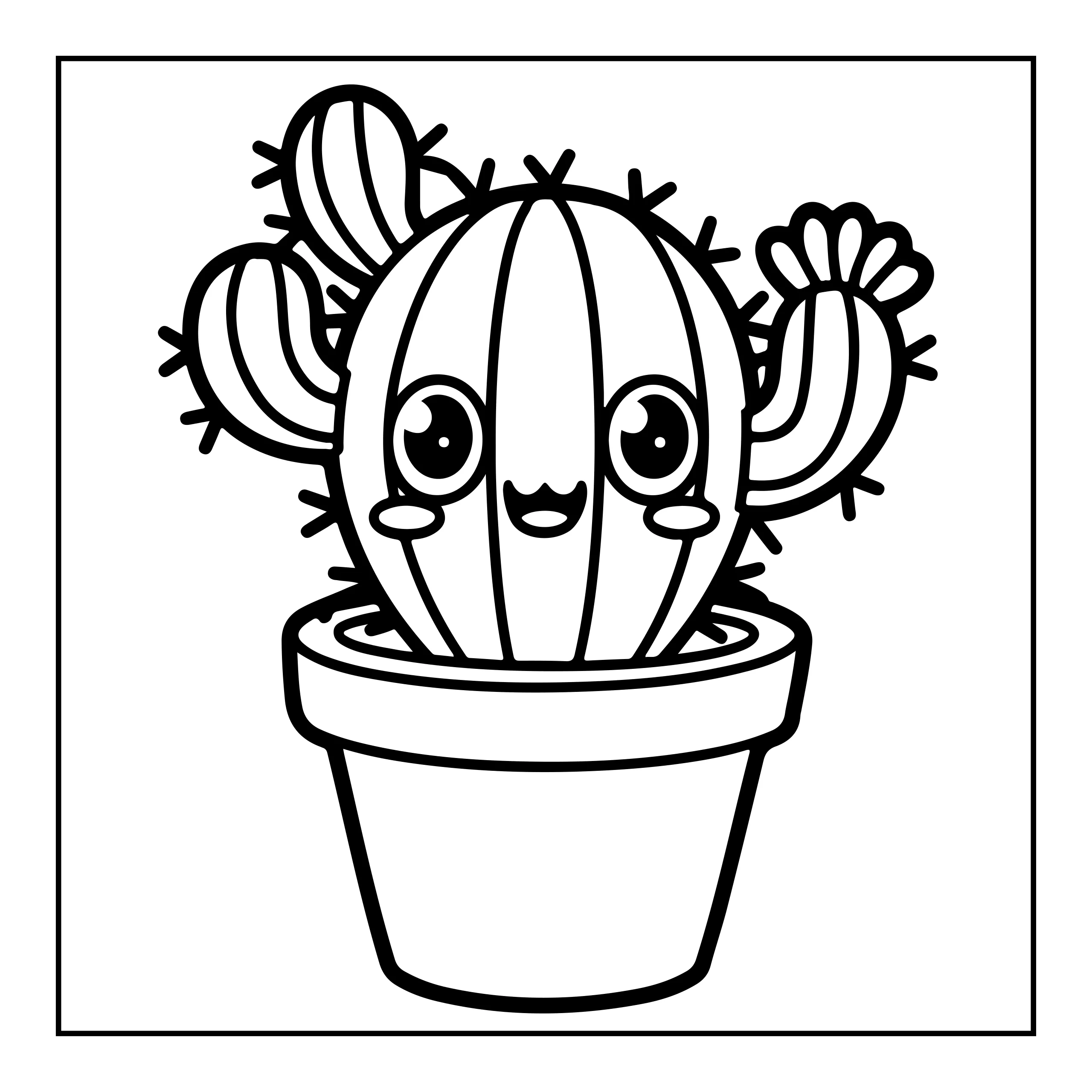 Coloriage cactus mignon — Page de coloriage