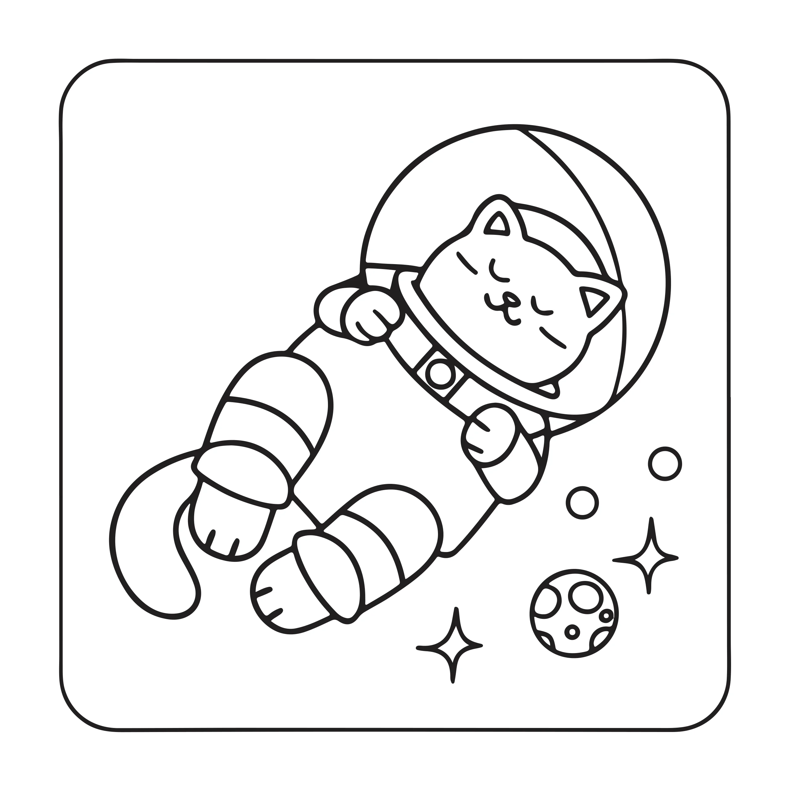 Cat Astronaut Coloring Page — Coloring page