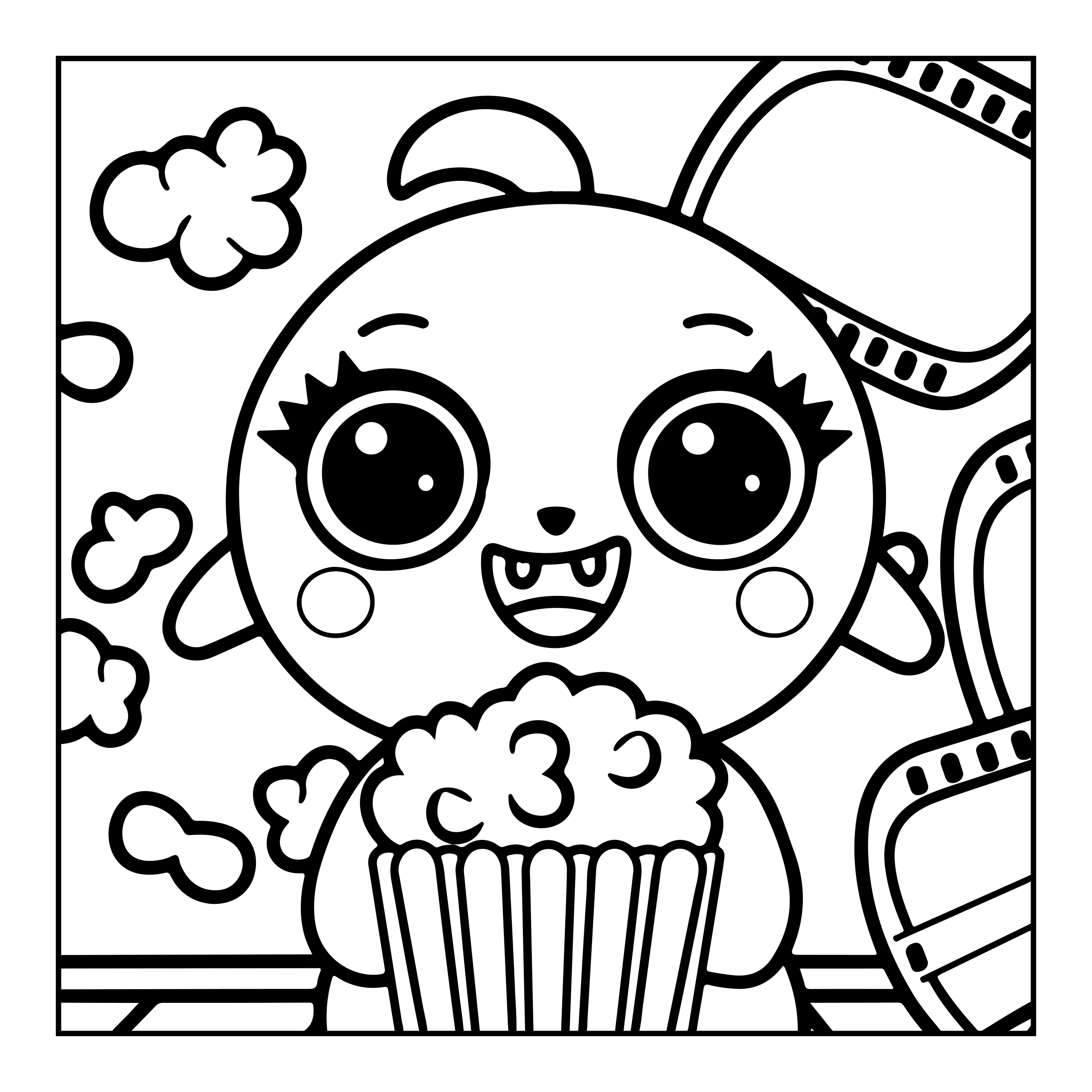 Personaggio con popcorn disegno da colorare — Disegno da colorare