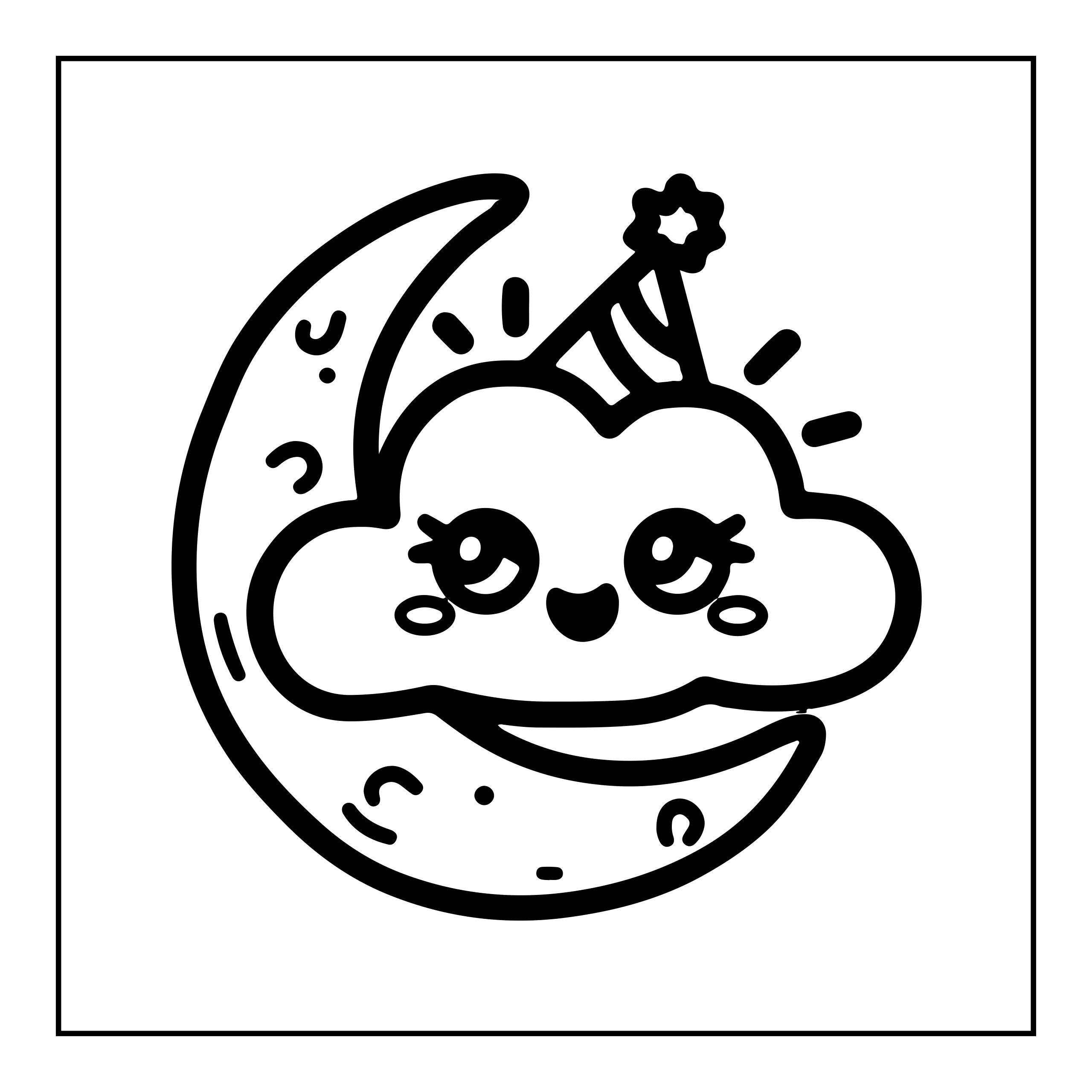Coloriage nuage et lune — Page de coloriage