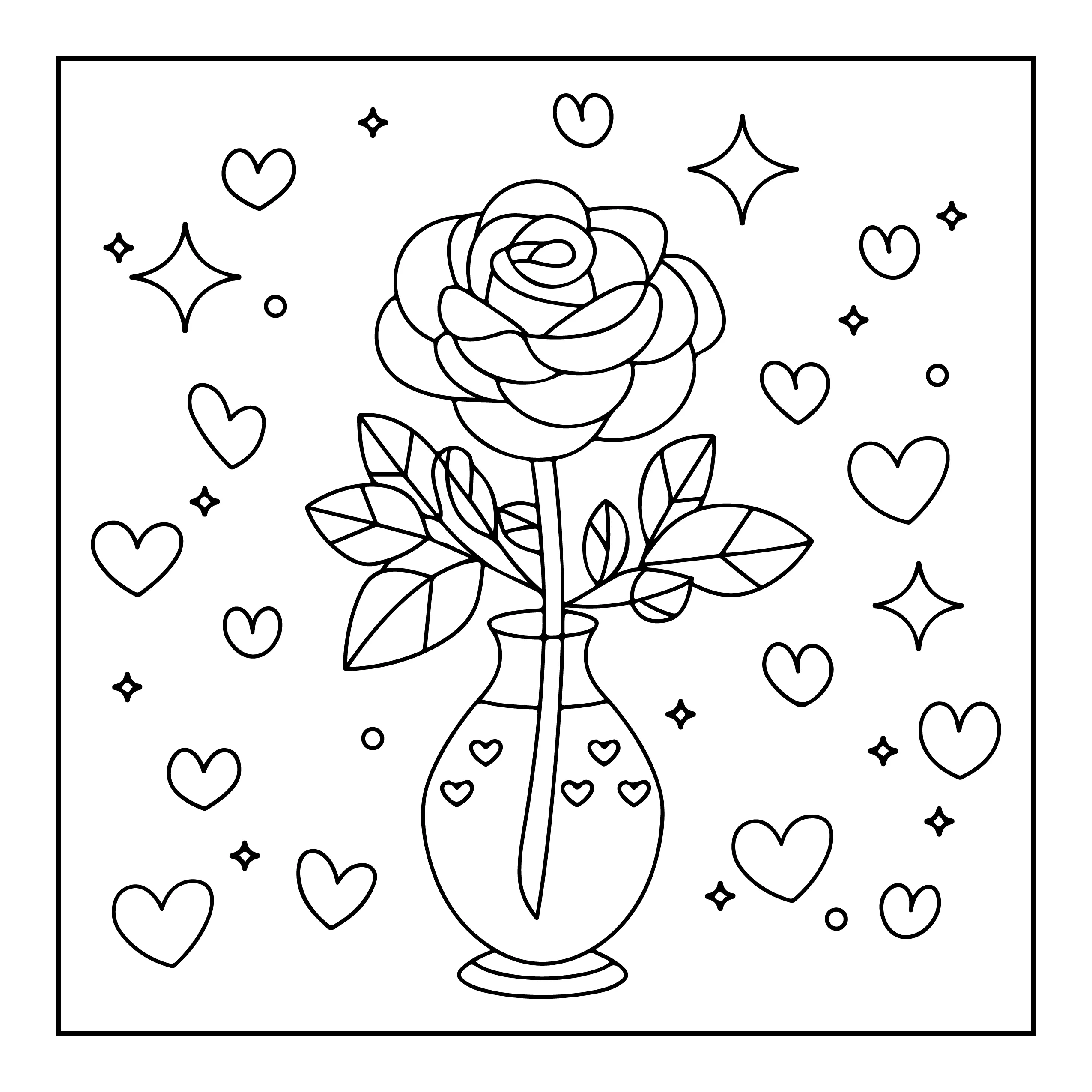Coloriage fleur dans un vase — Page de coloriage