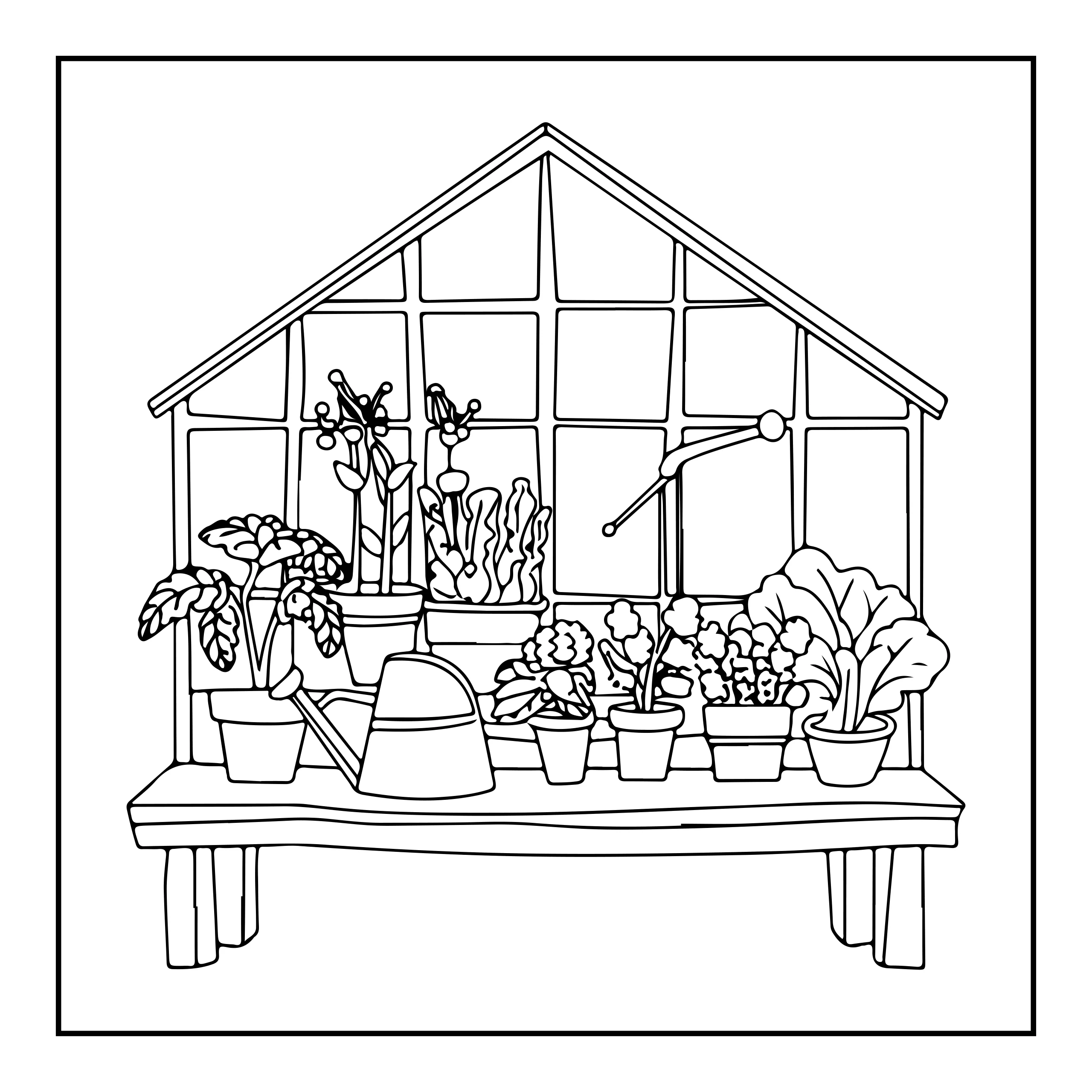 Coloriage serre de jardin — Page de coloriage