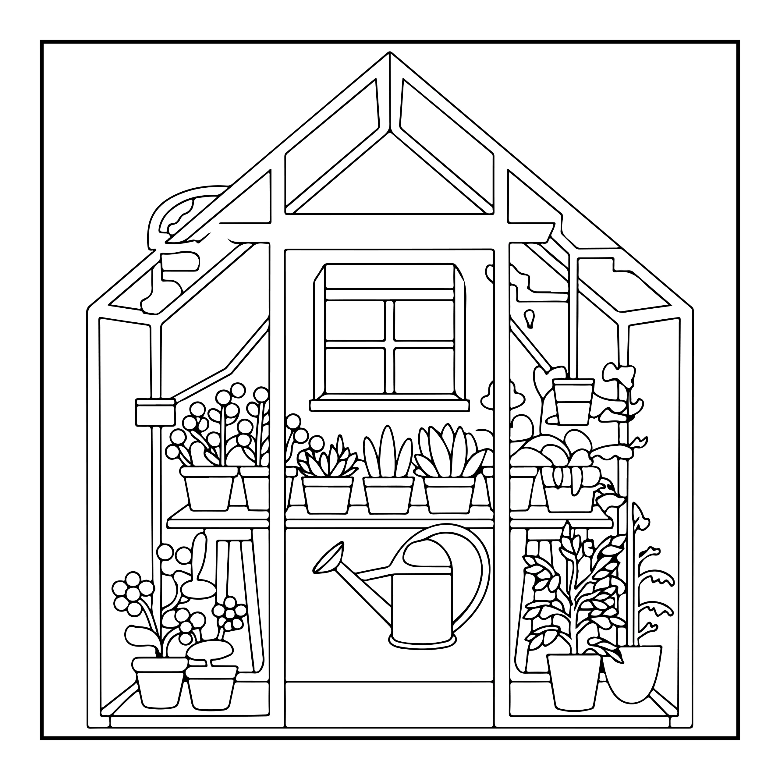 Coloriage serre à fleurs — Page de coloriage