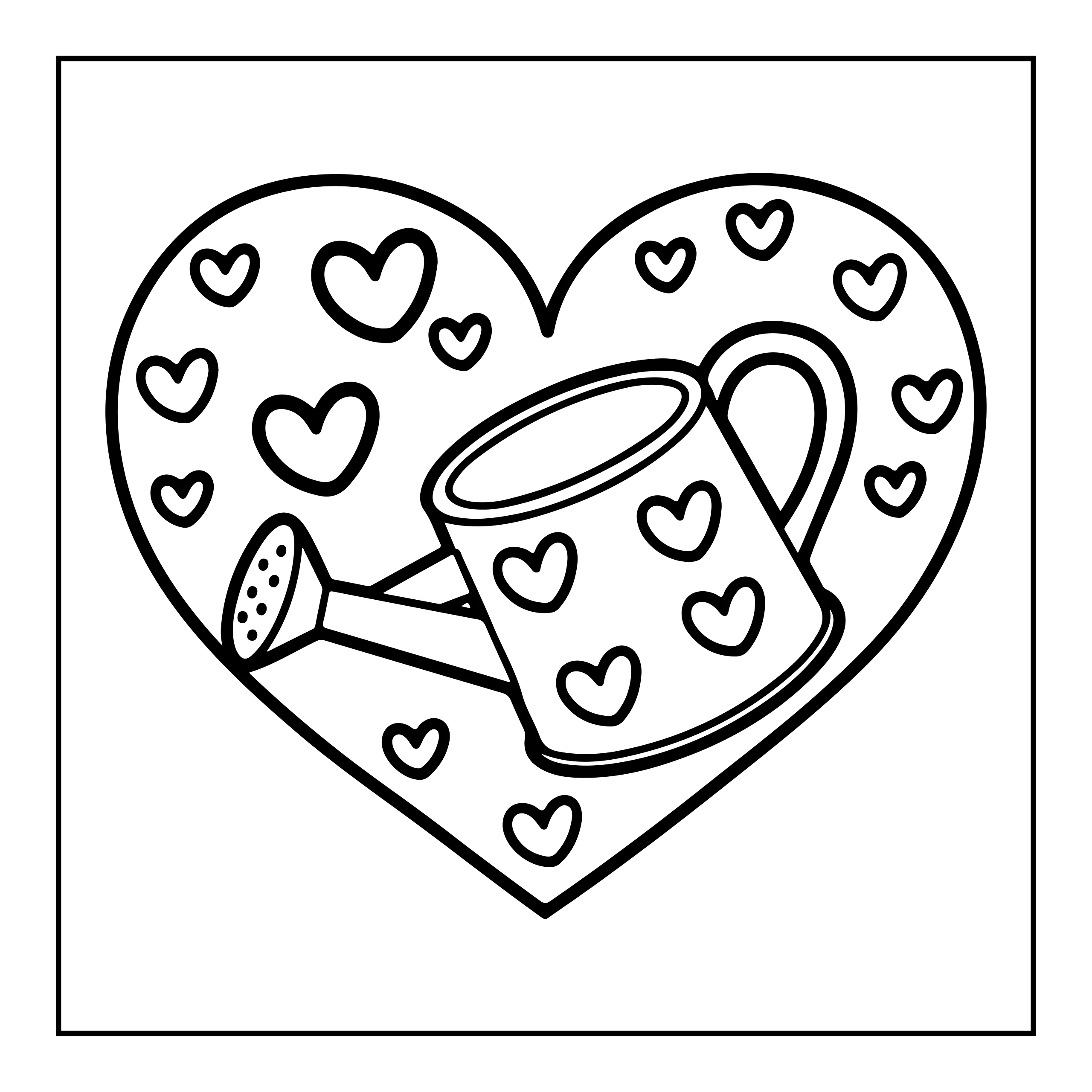 Heart Watering Can Coloring Page — Coloring page