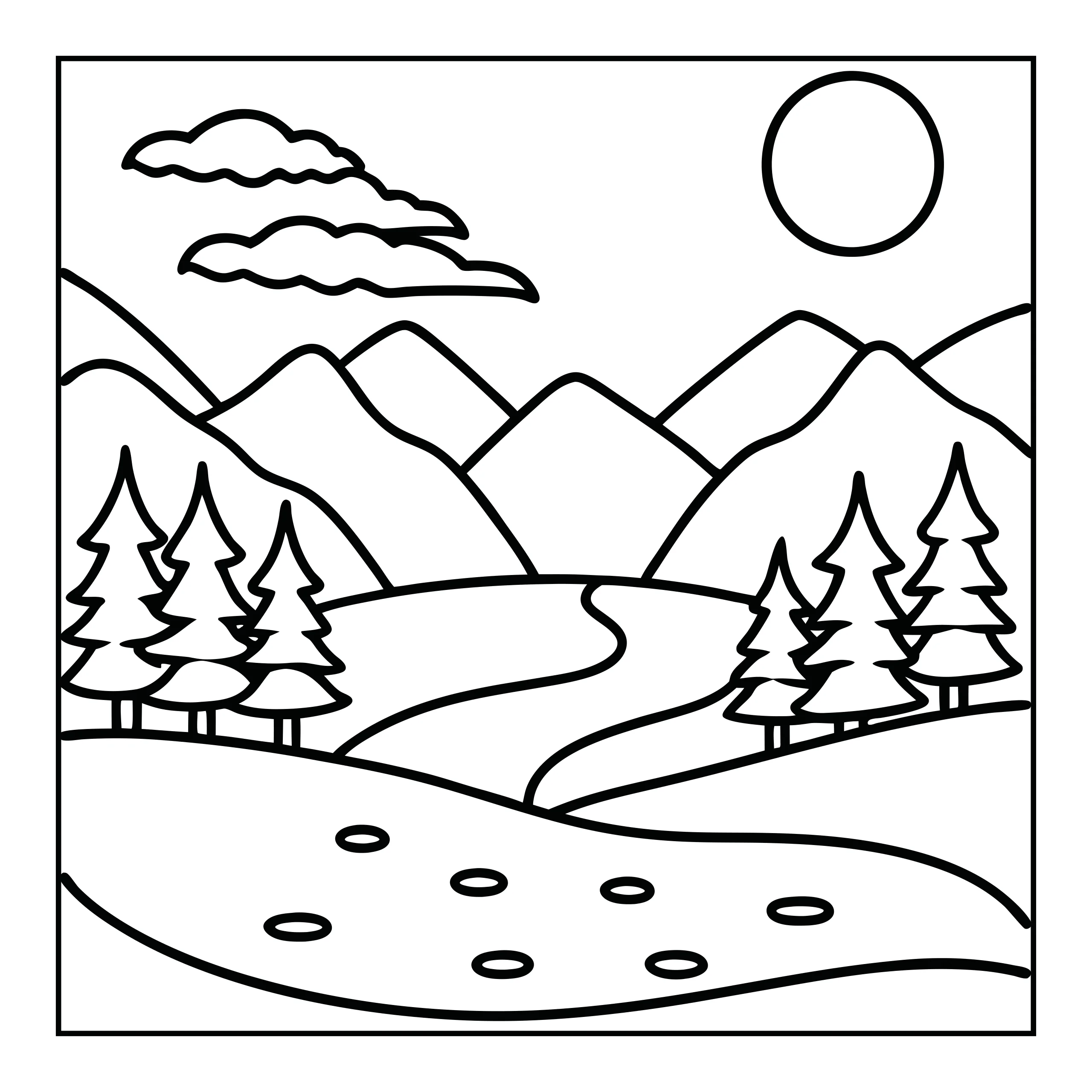 Coloriage paysage de montagne — Page de coloriage