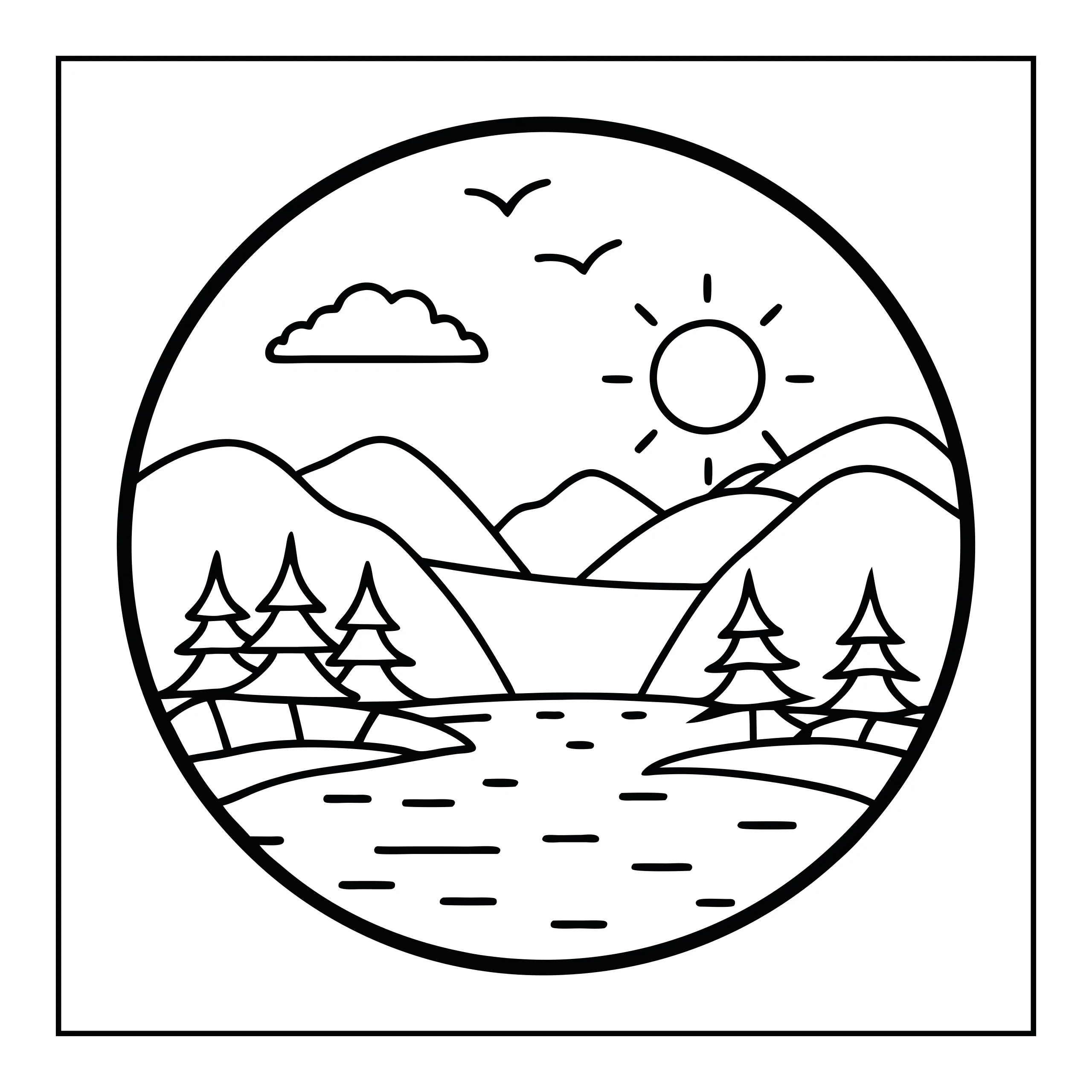 Coloriage paysage naturel — Page de coloriage