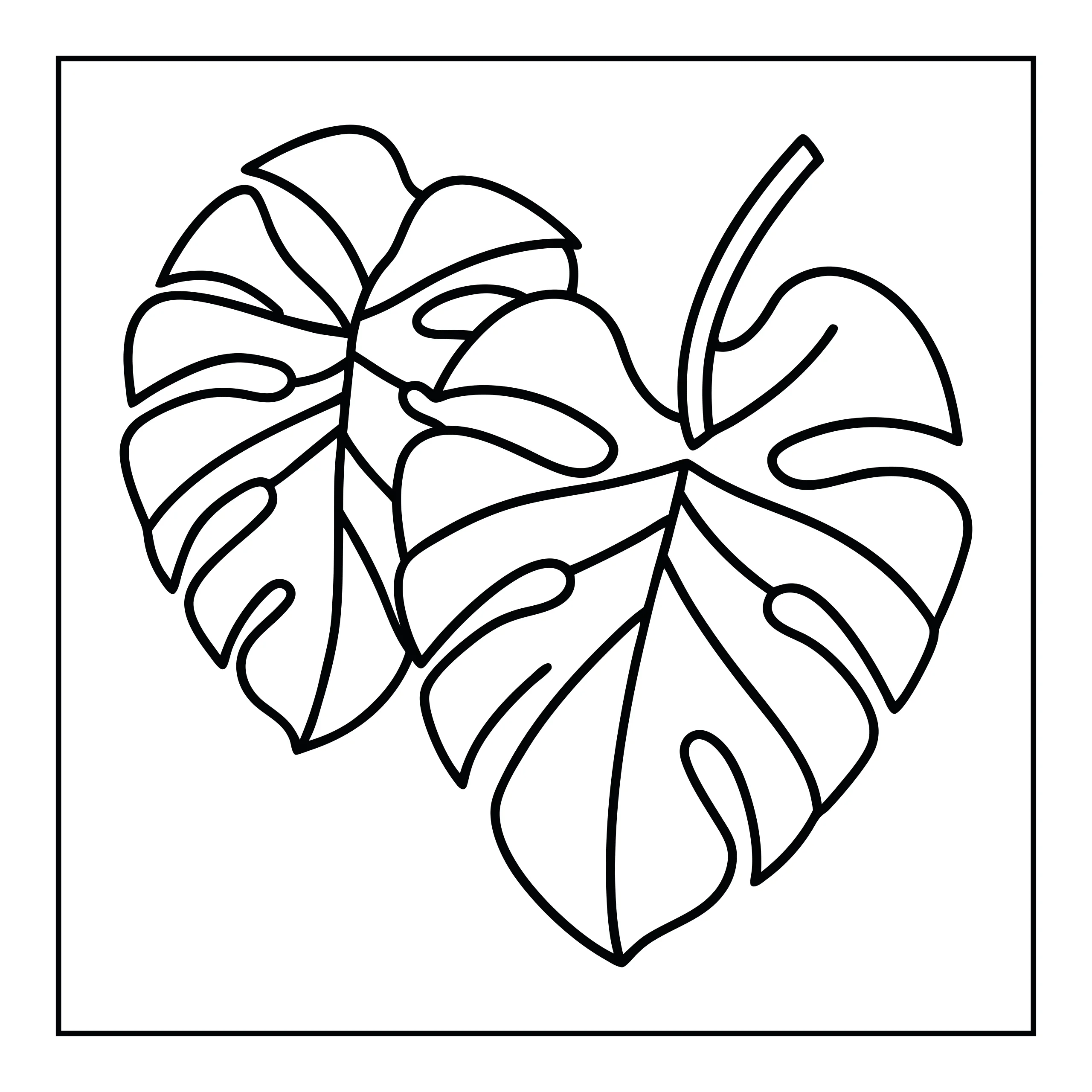 Coloriage feuilles tropicales — Page de coloriage