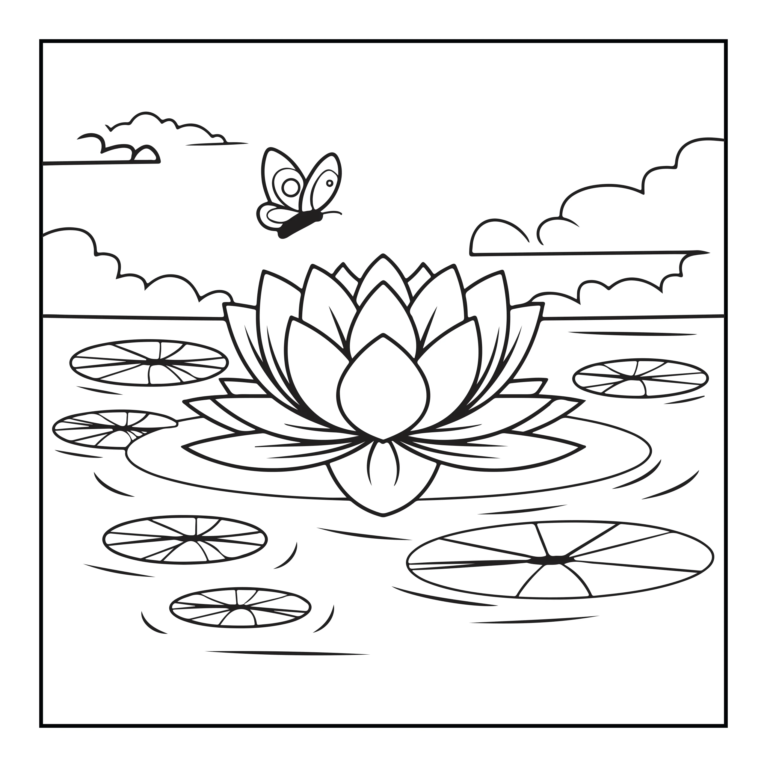 Coloriage nénuphar — Page de coloriage