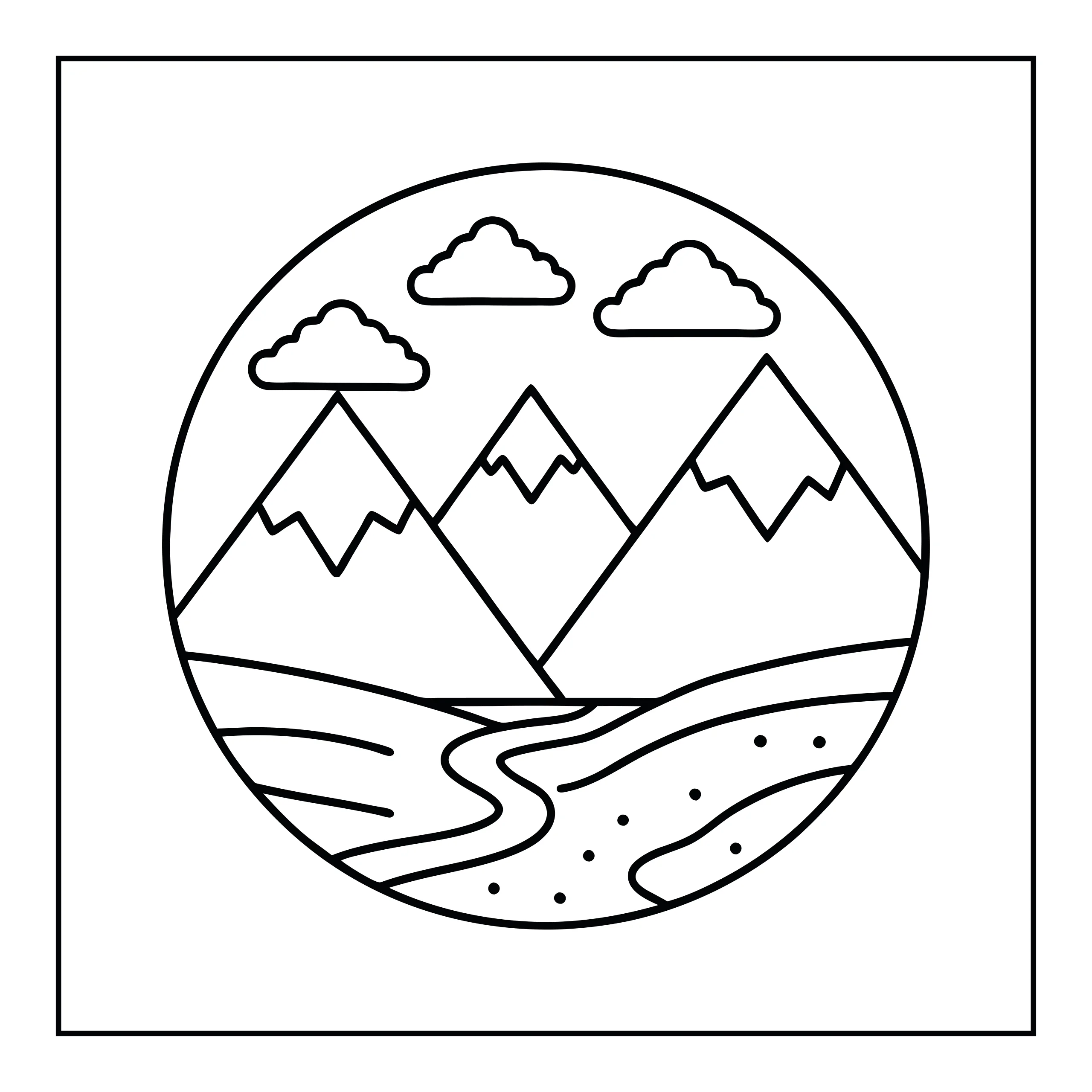 Mountain Landscape Coloring Page — Coloring page