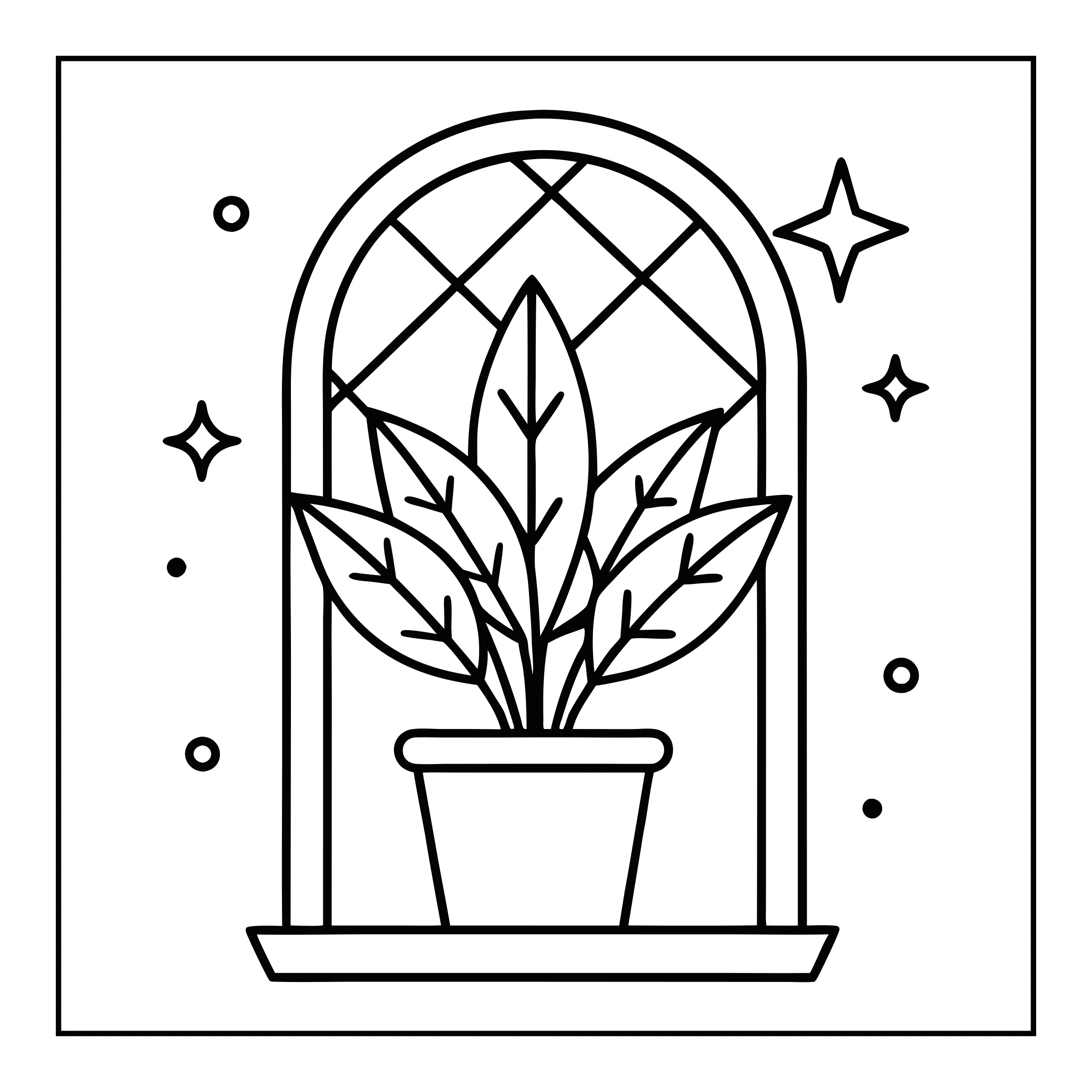 Coloriage plante en pot — Page de coloriage