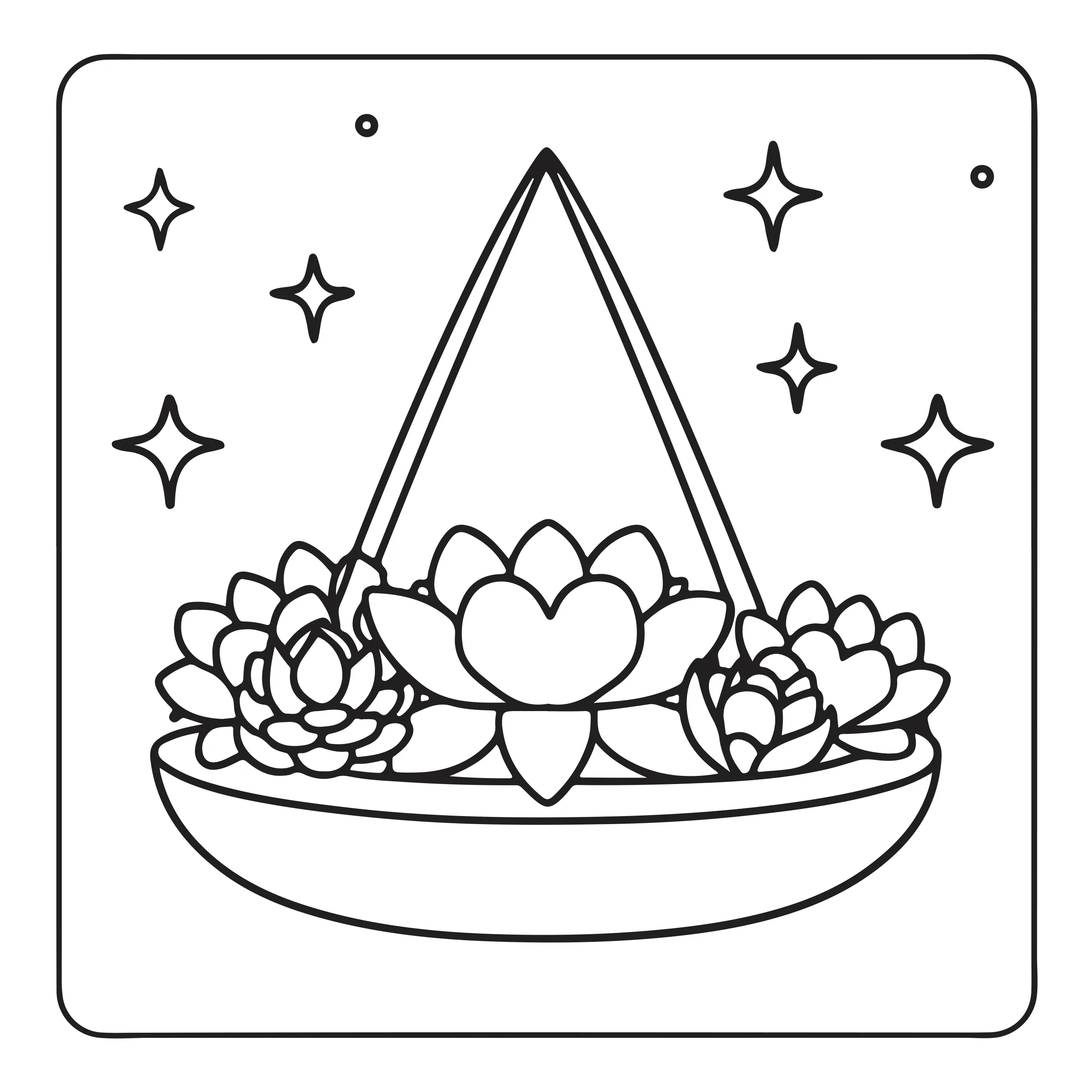 Coloriage plantes dans un pot — Page de coloriage
