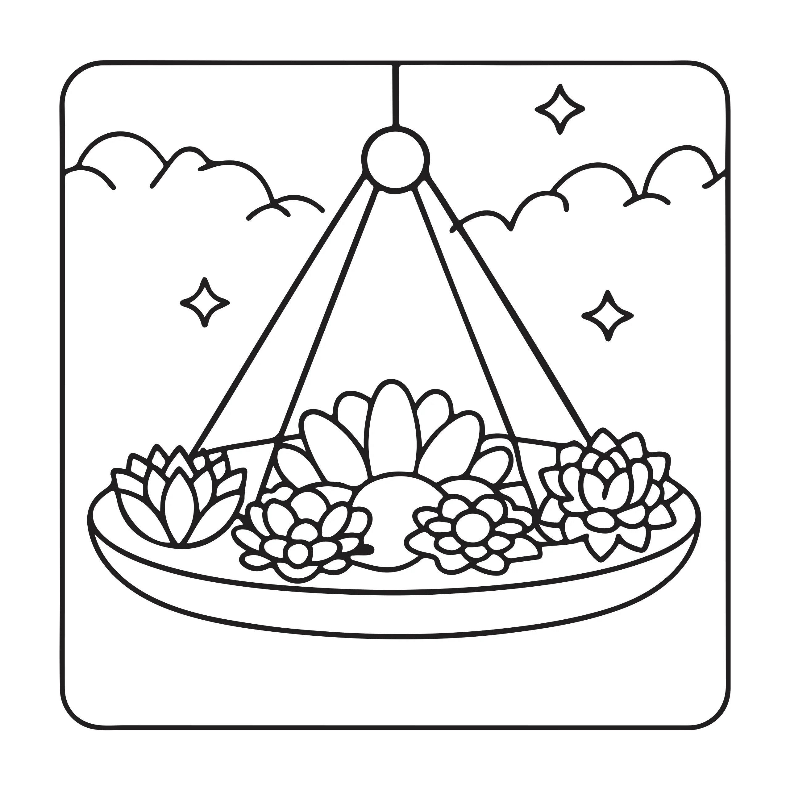 Coloriage plantes et ciel — Page de coloriage