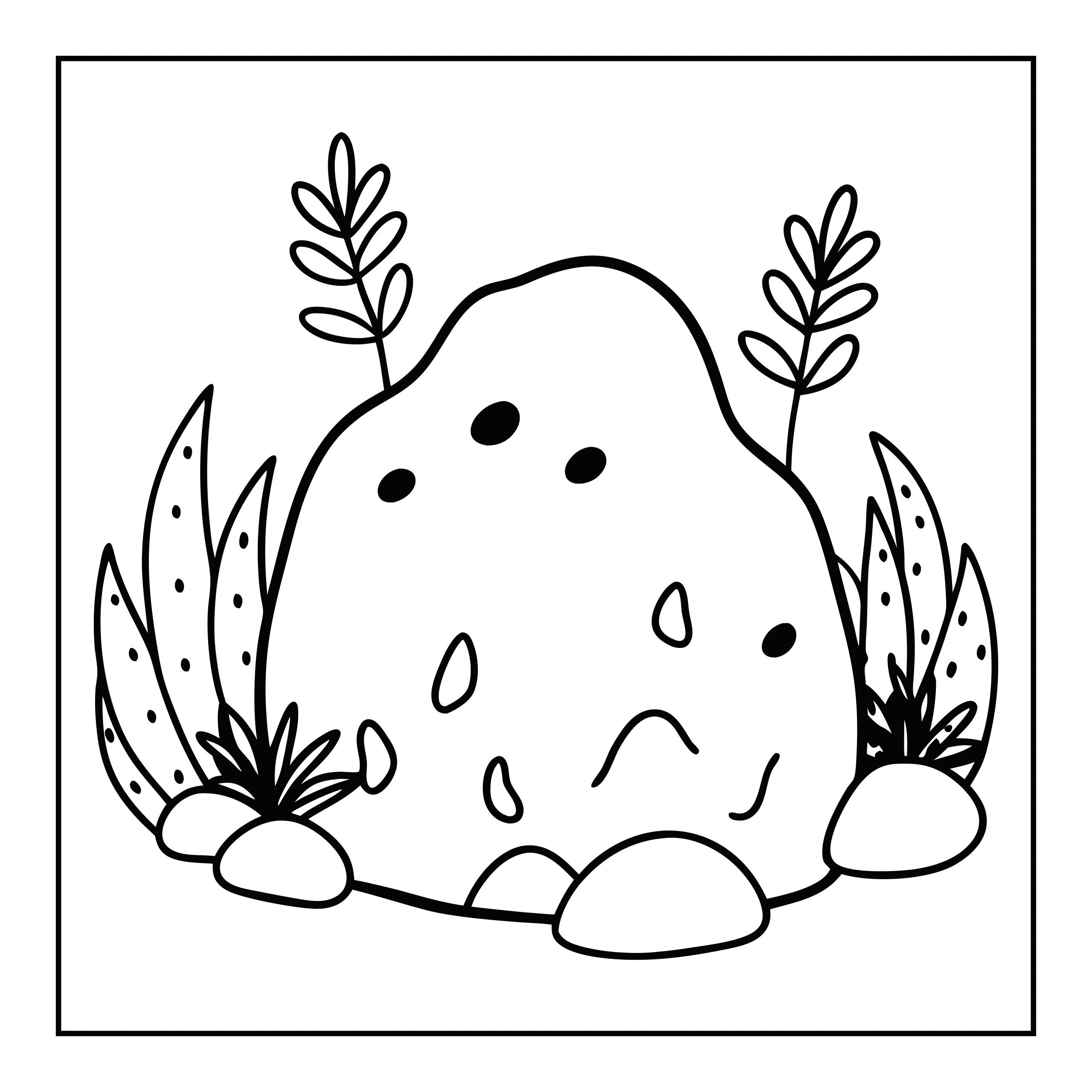 Coloriage rocher et plantes — Page de coloriage
