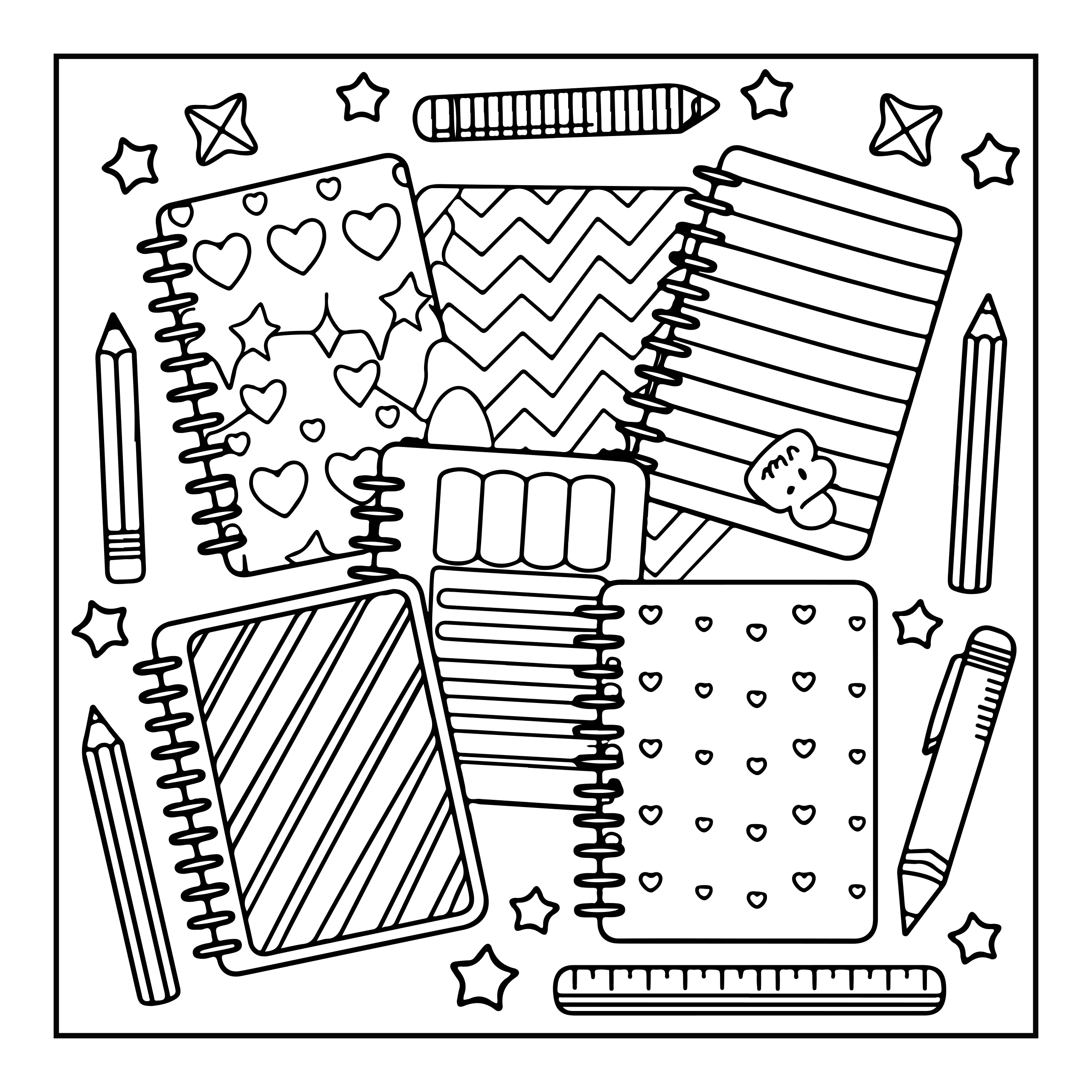 School Supplies Coloring Page — Coloring page