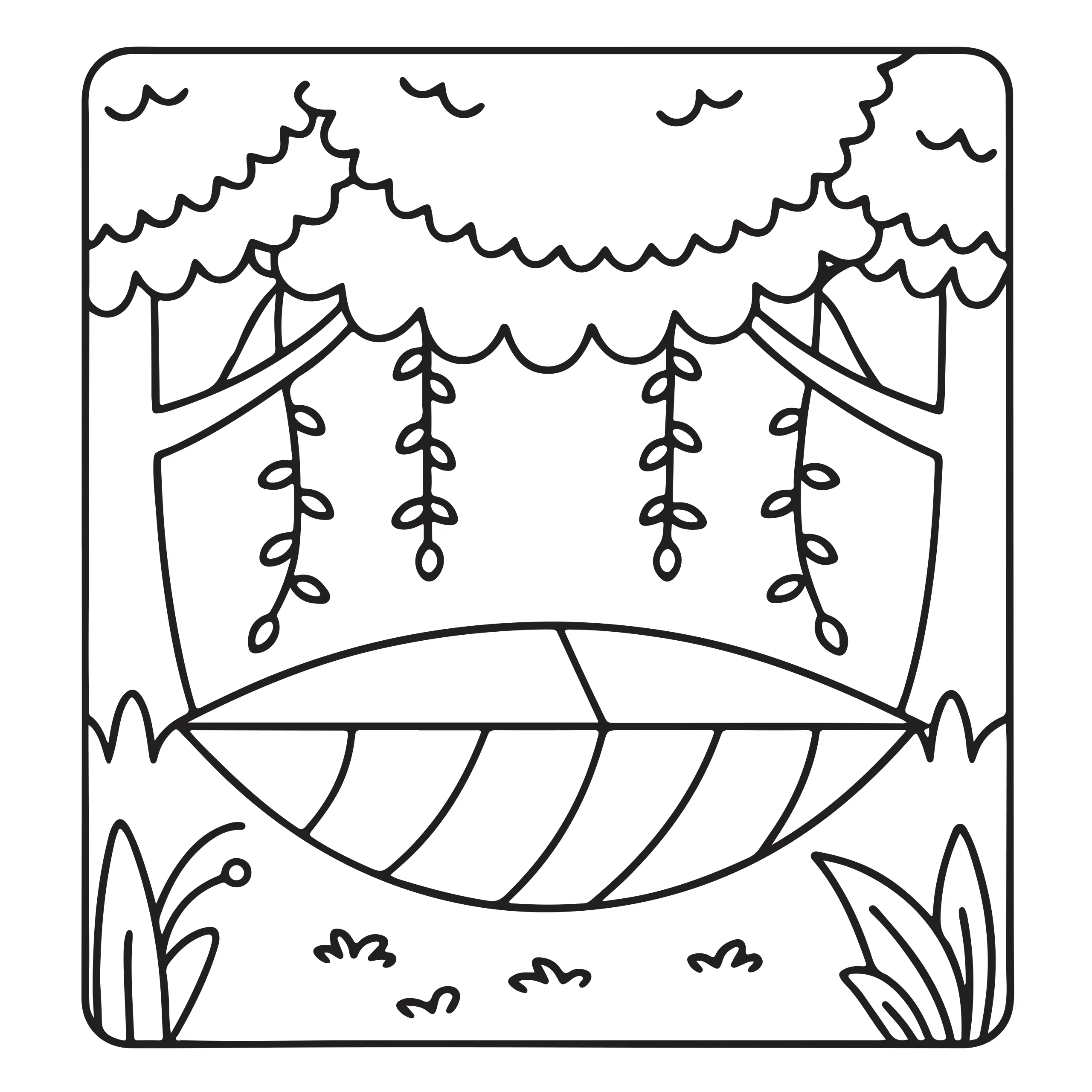 Coloriage balançoire dans la nature — Page de coloriage