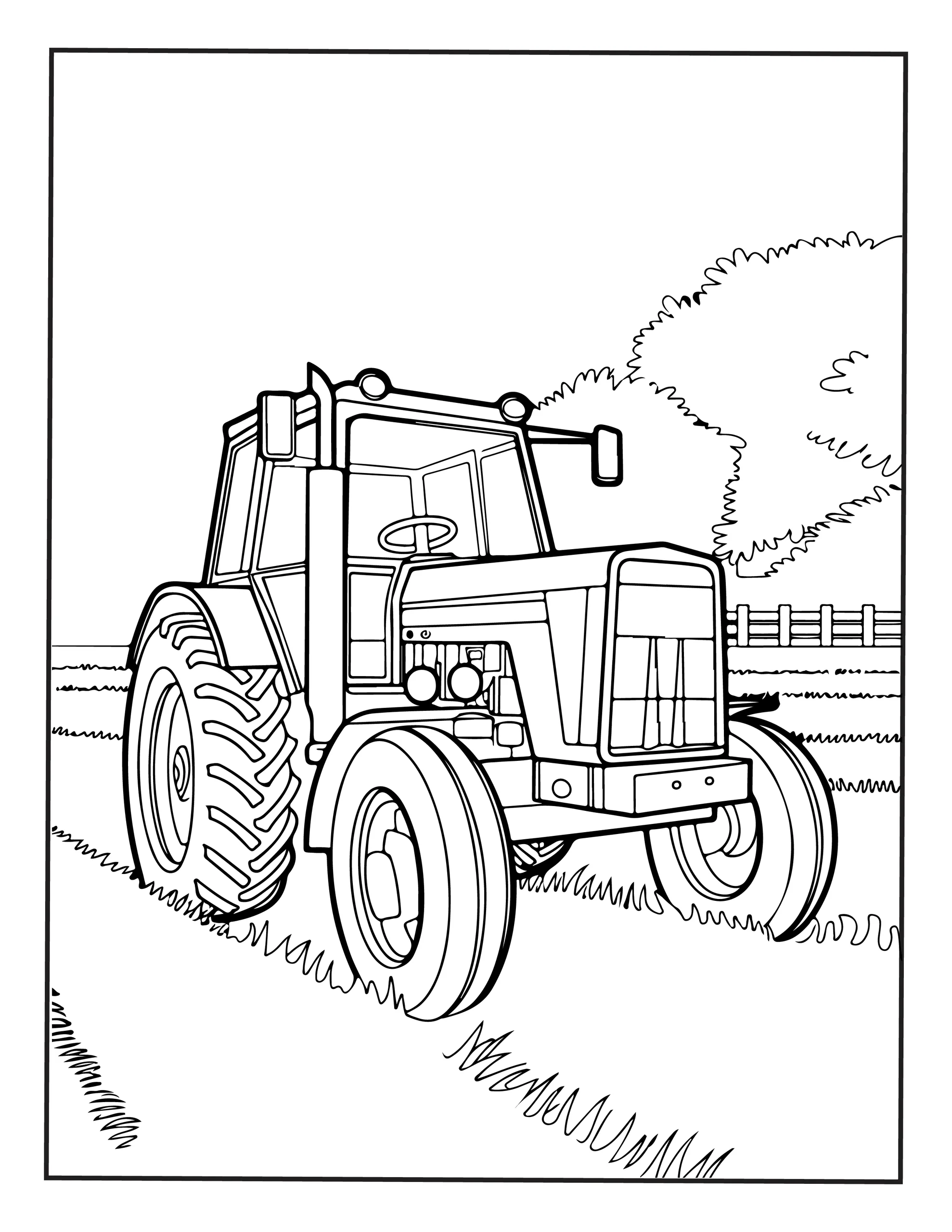 Tractor Coloring Page — Printable PDF