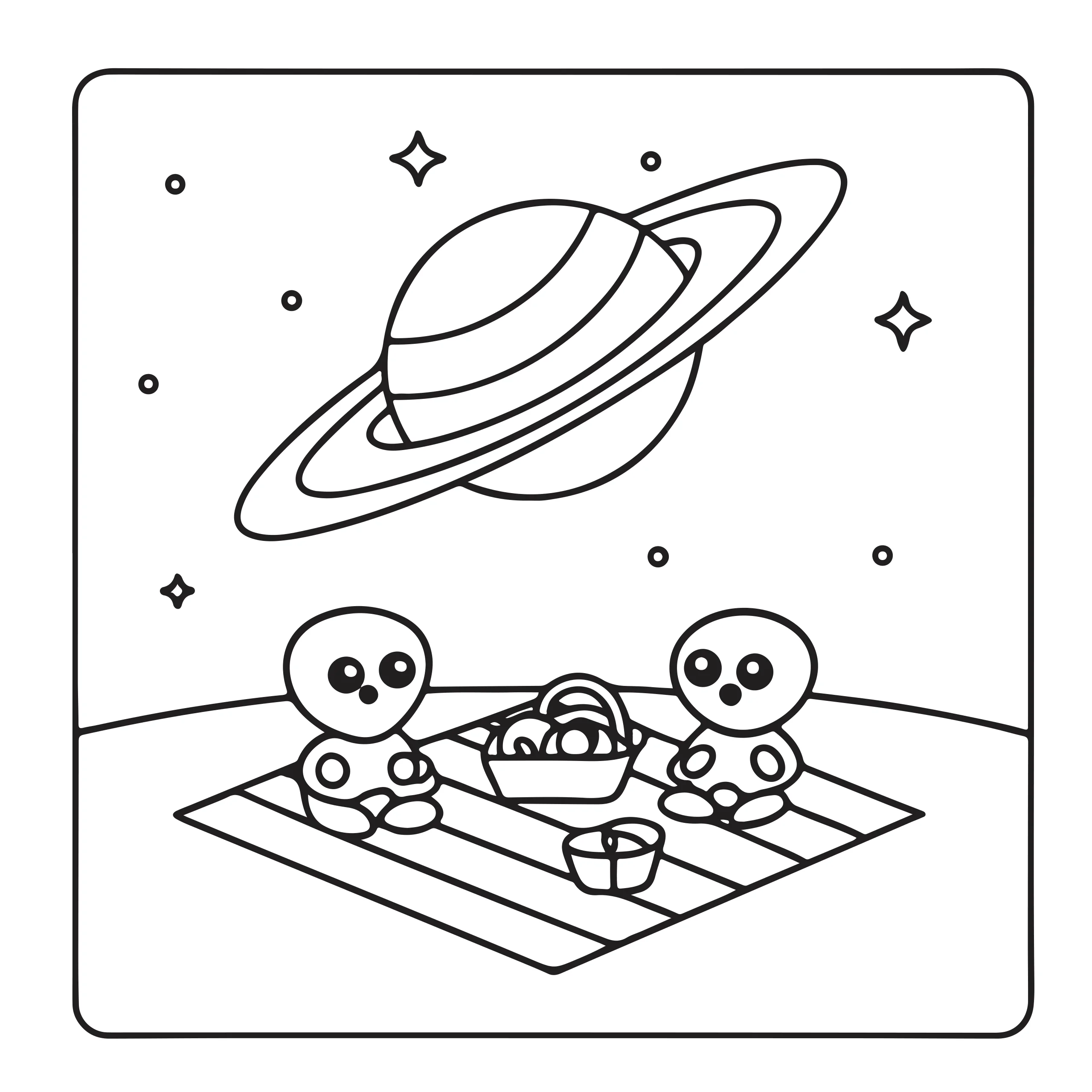Cozy Space Coloring Page — Coloring page