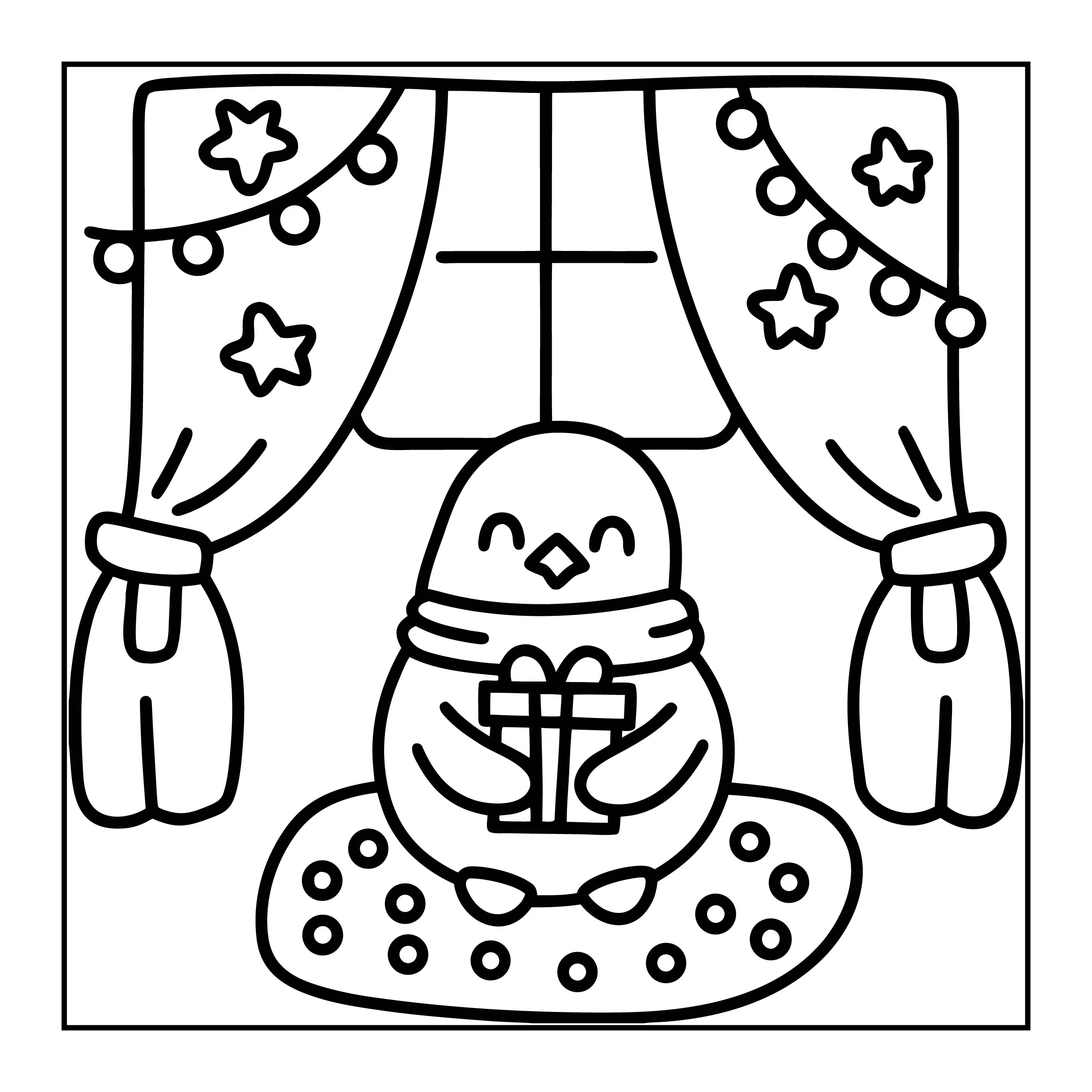 Penguin with Gift Coloring Page — Coloring page