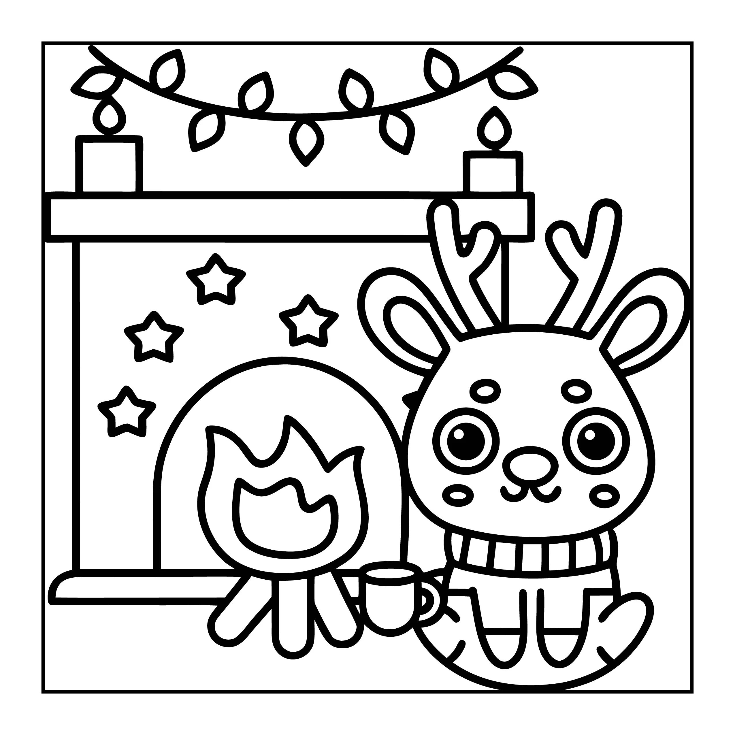 Cozy Christmas Coloring Page — Coloring page