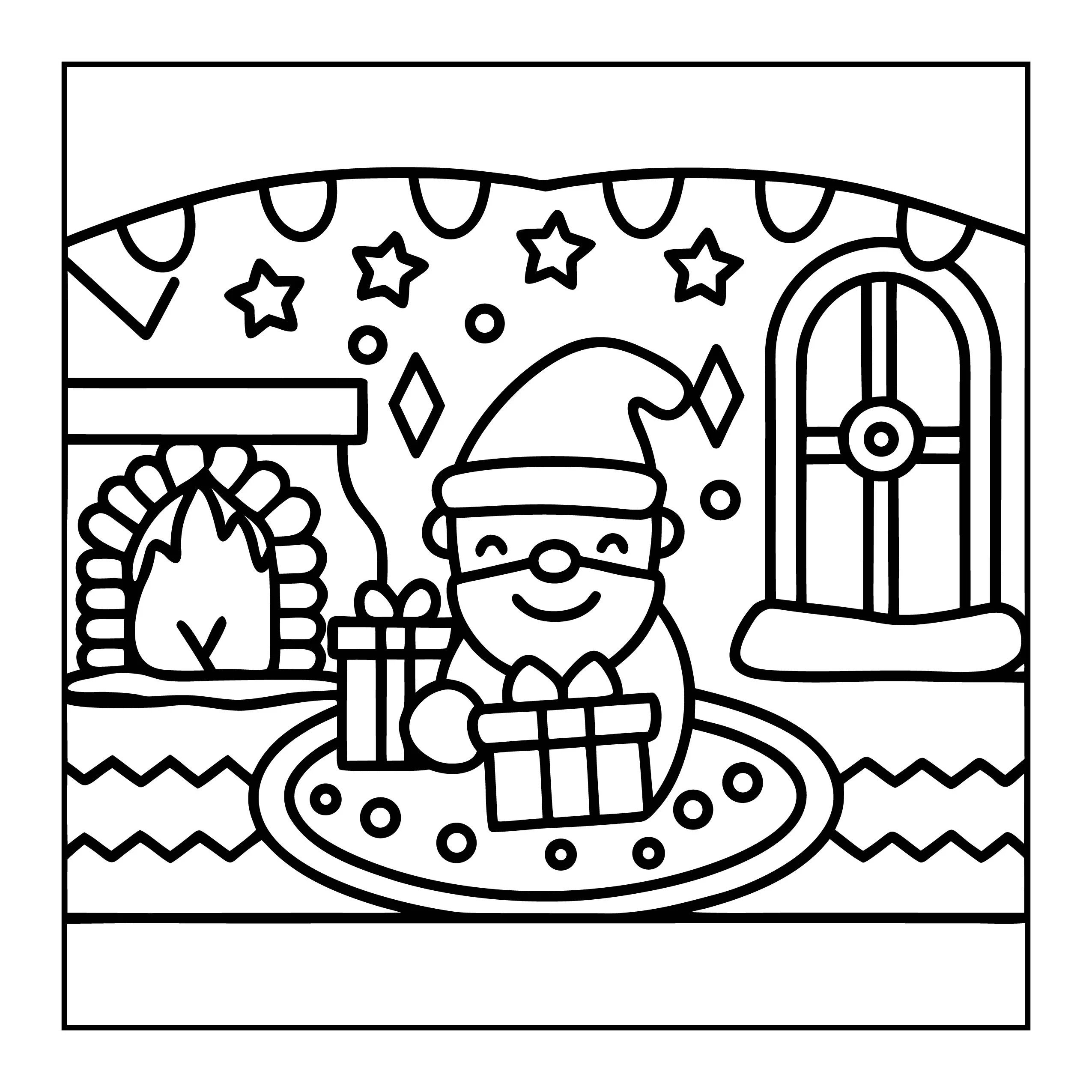Cozy Christmas Coloring Page — Coloring page