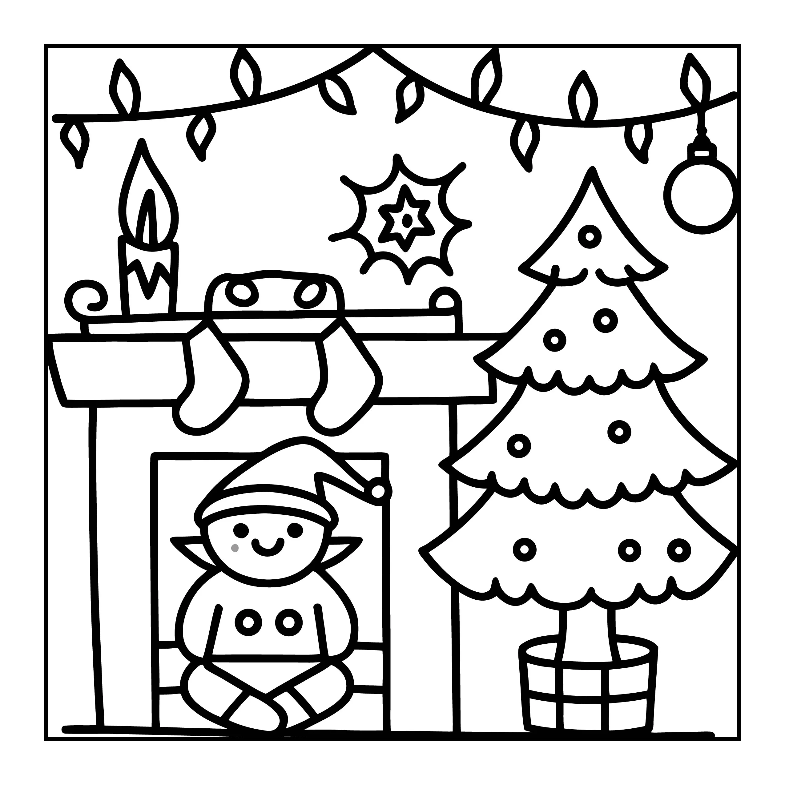 Cozy Christmas Coloring Page — Coloring page