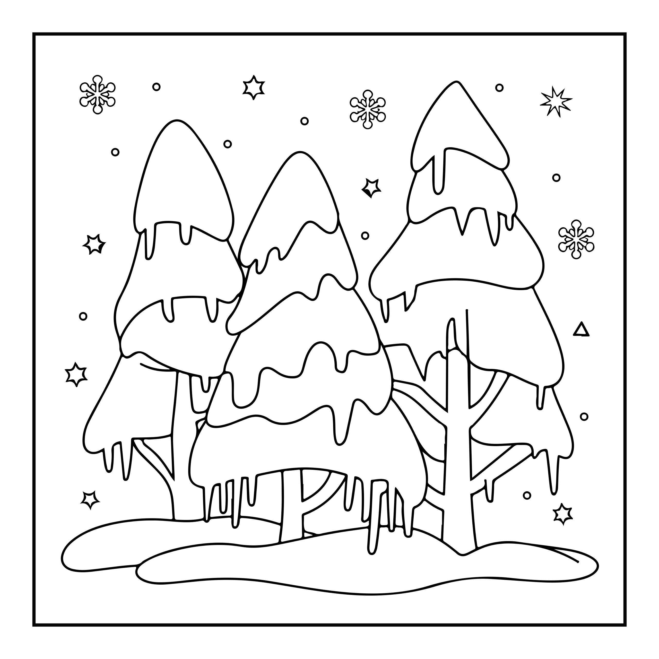 Coloriage arbre hivernal — Page de coloriage