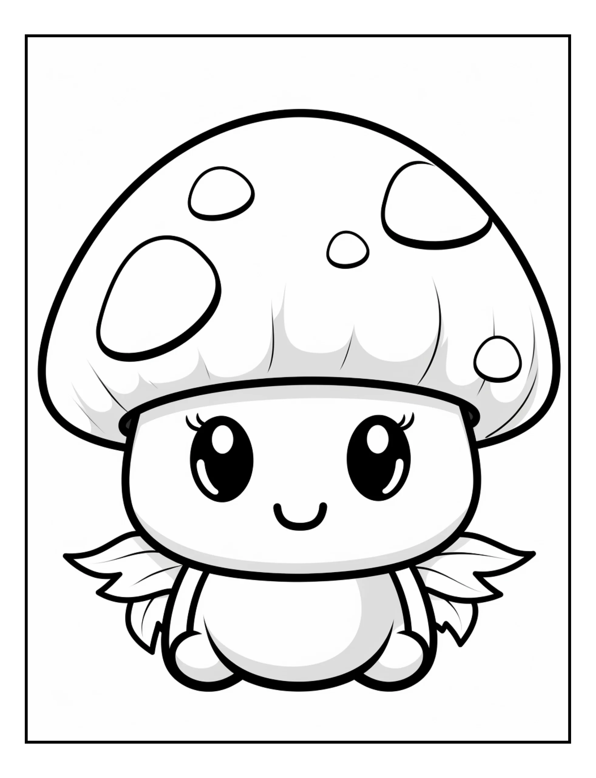 Cute Mushroom Coloring Page — Printable PDF