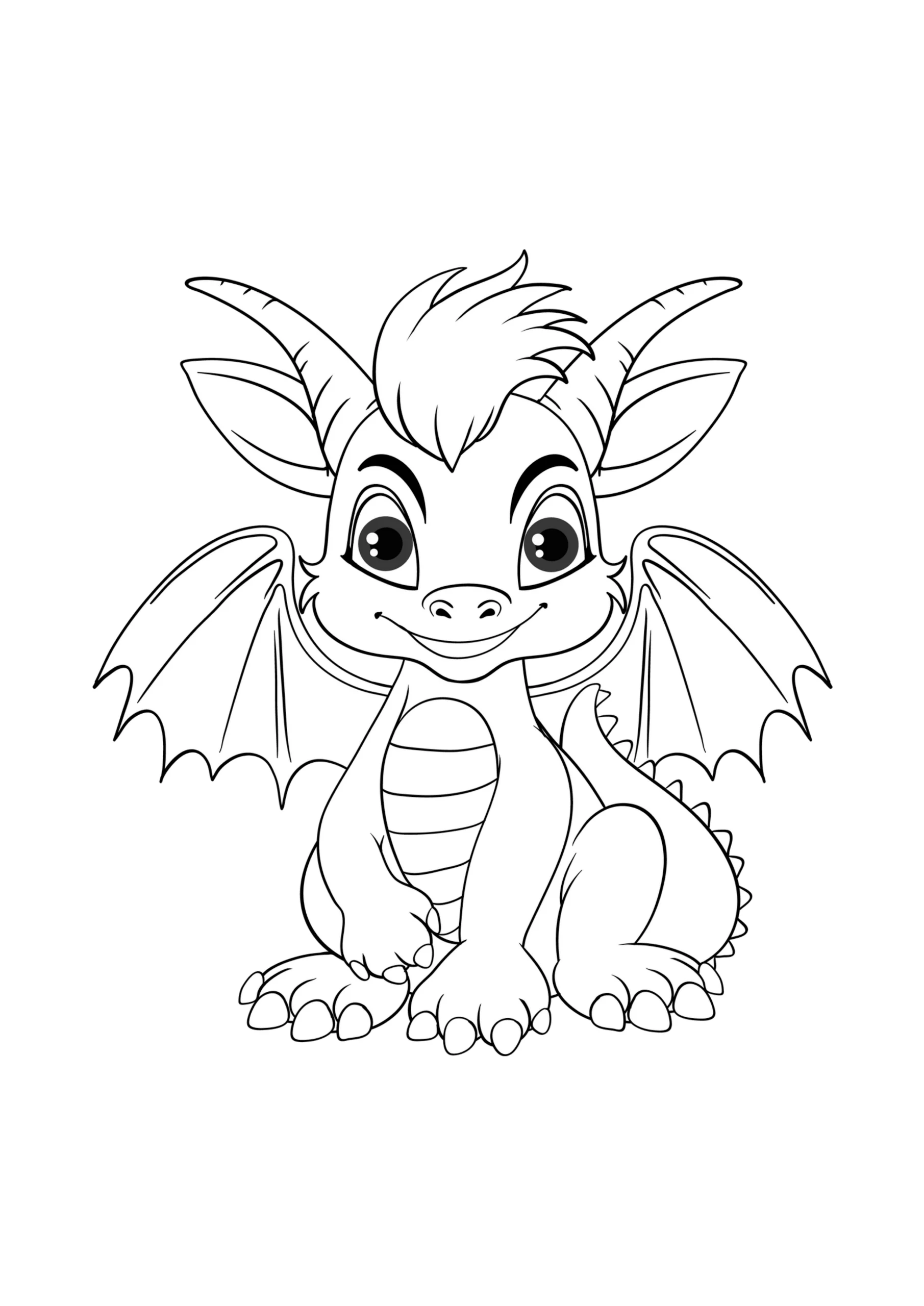 Coloriage dragon mignon — Page de coloriage