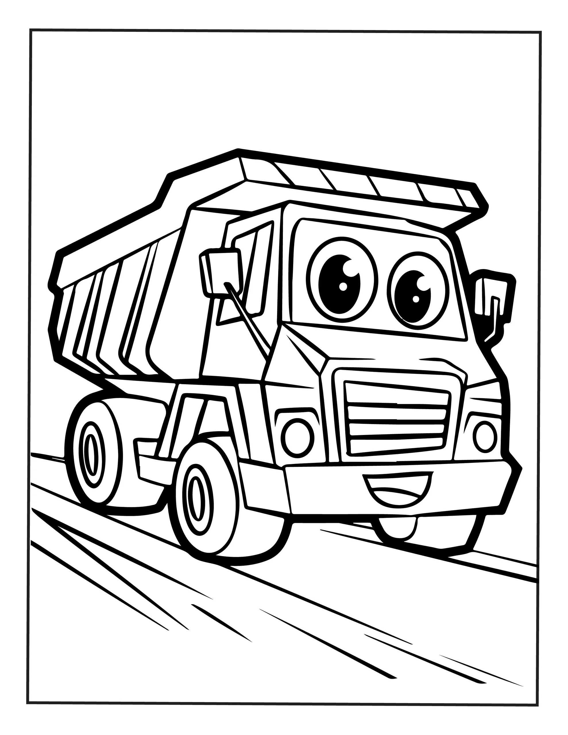Camioncino sorridente da colorare — PDF stampabile