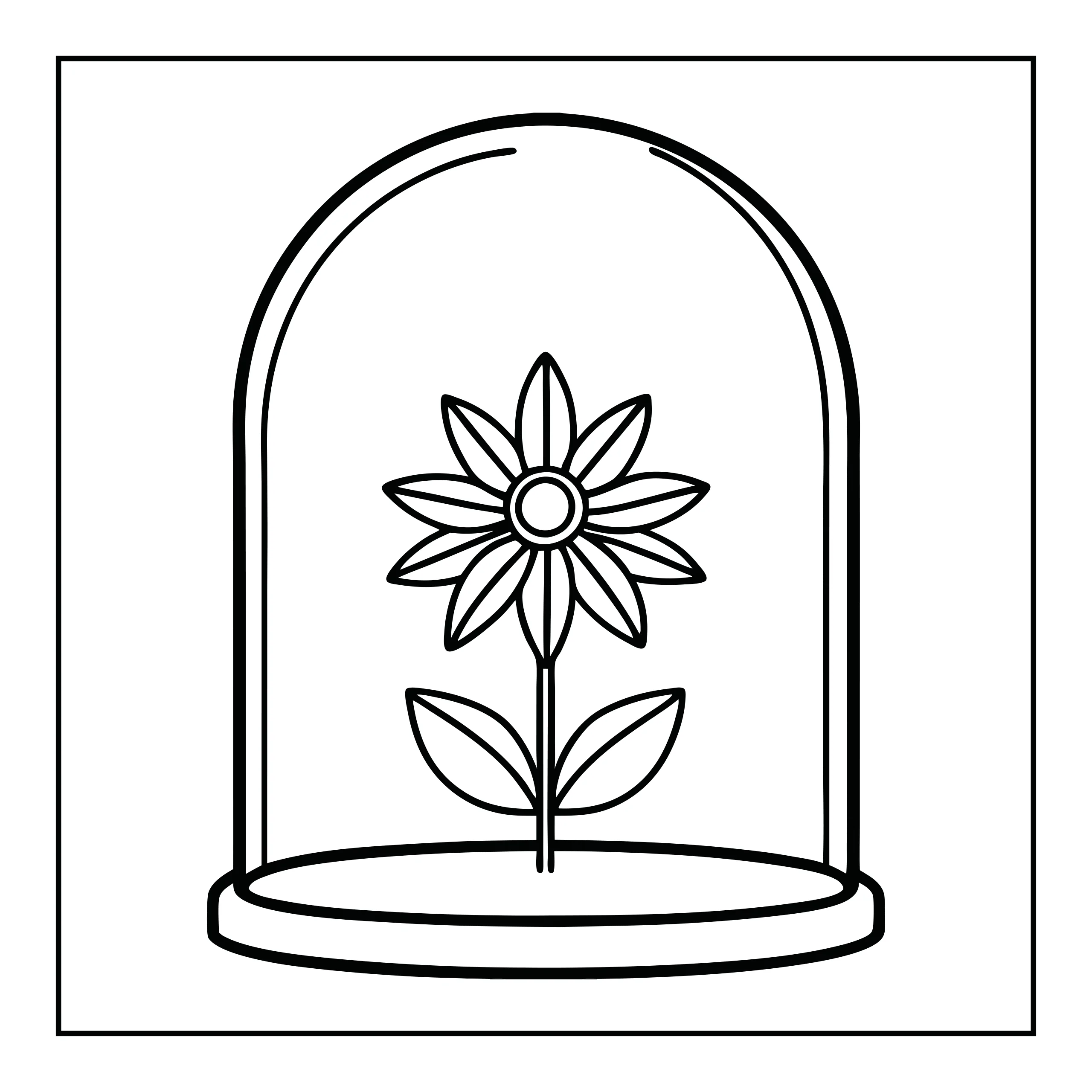 Coloriage fleur sous cloche — Page de coloriage