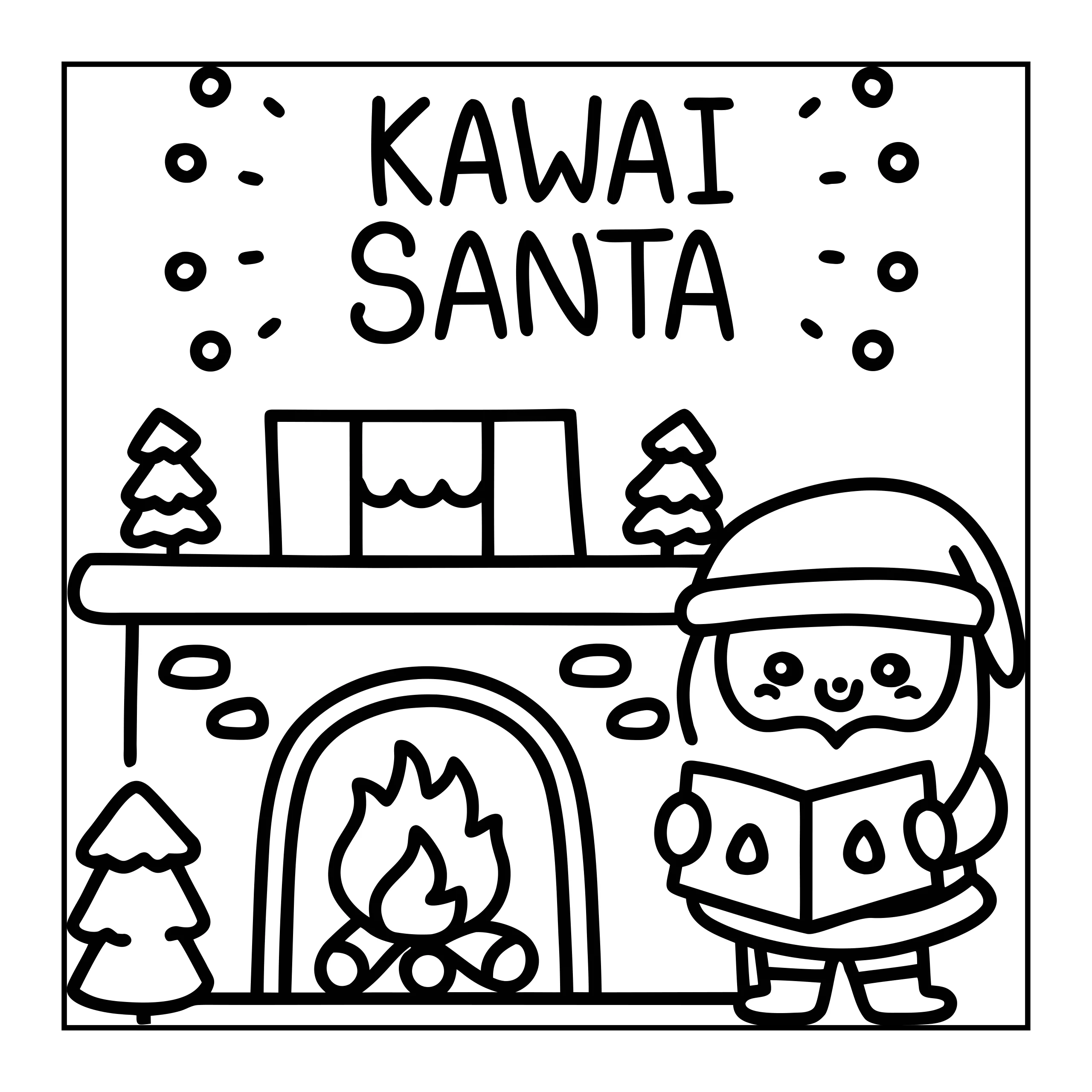 Cute Santa Coloring Page — Printable PDF