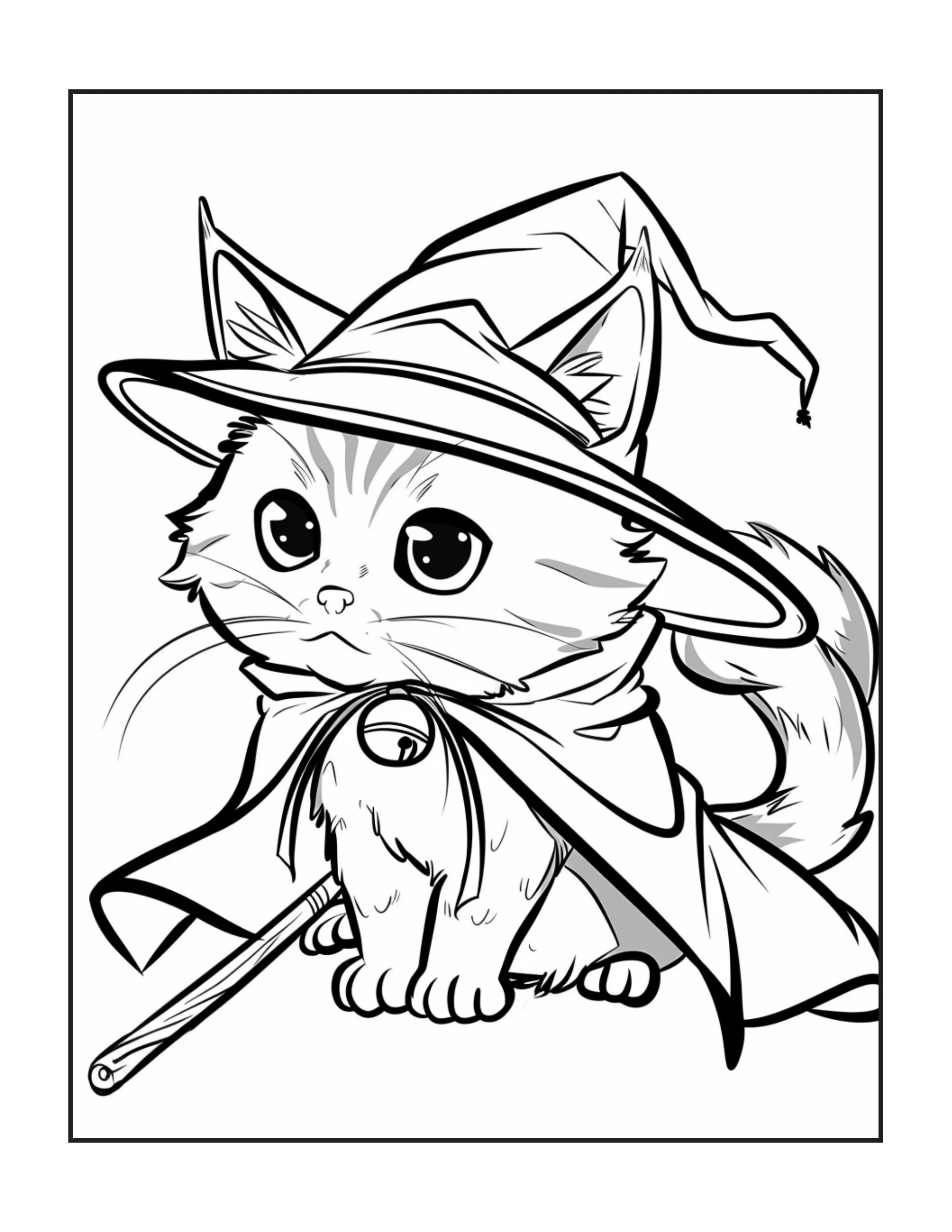 Kawaii Cat Coloring Page — Printable PDF
