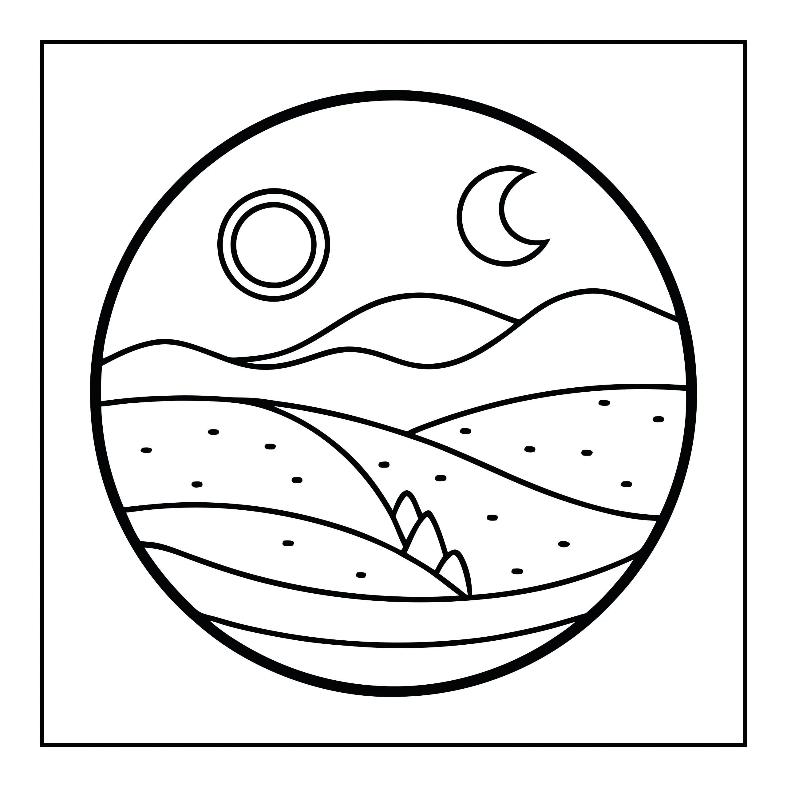 Coloriage paysage circulaire — Page de coloriage