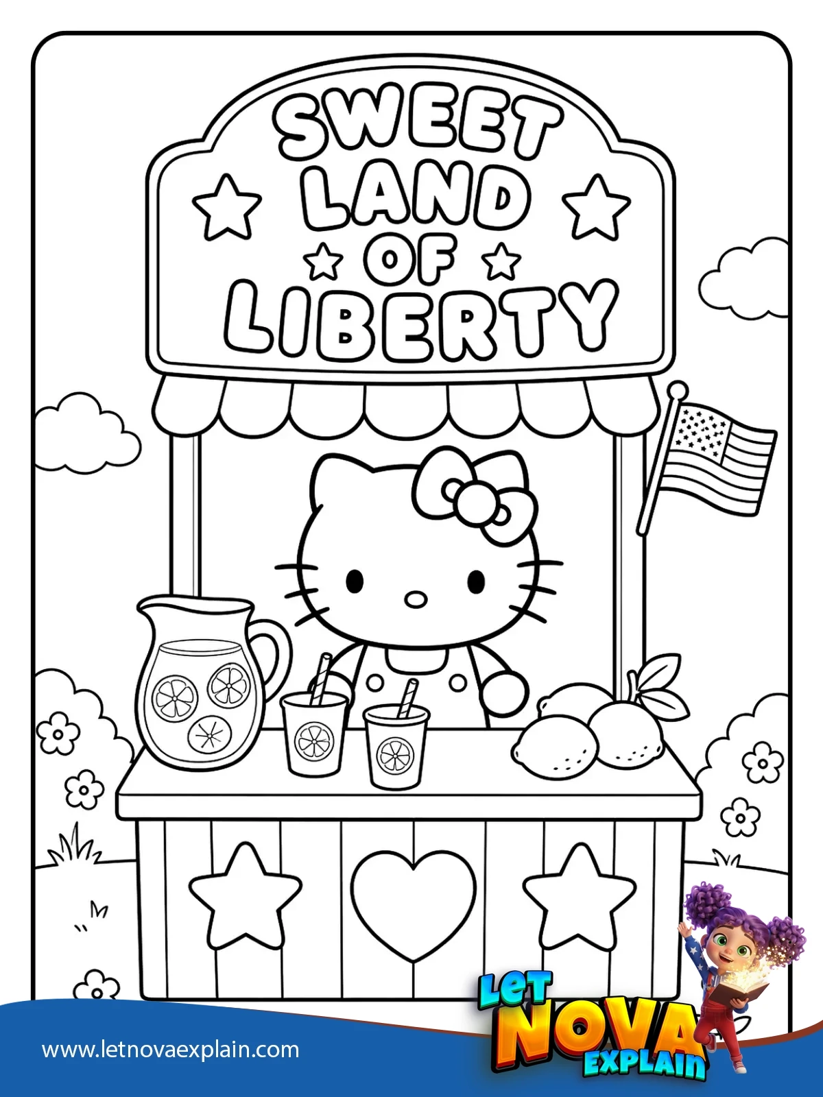 Hello Kitty Lemonade Stand coloring — Disegno da colorare