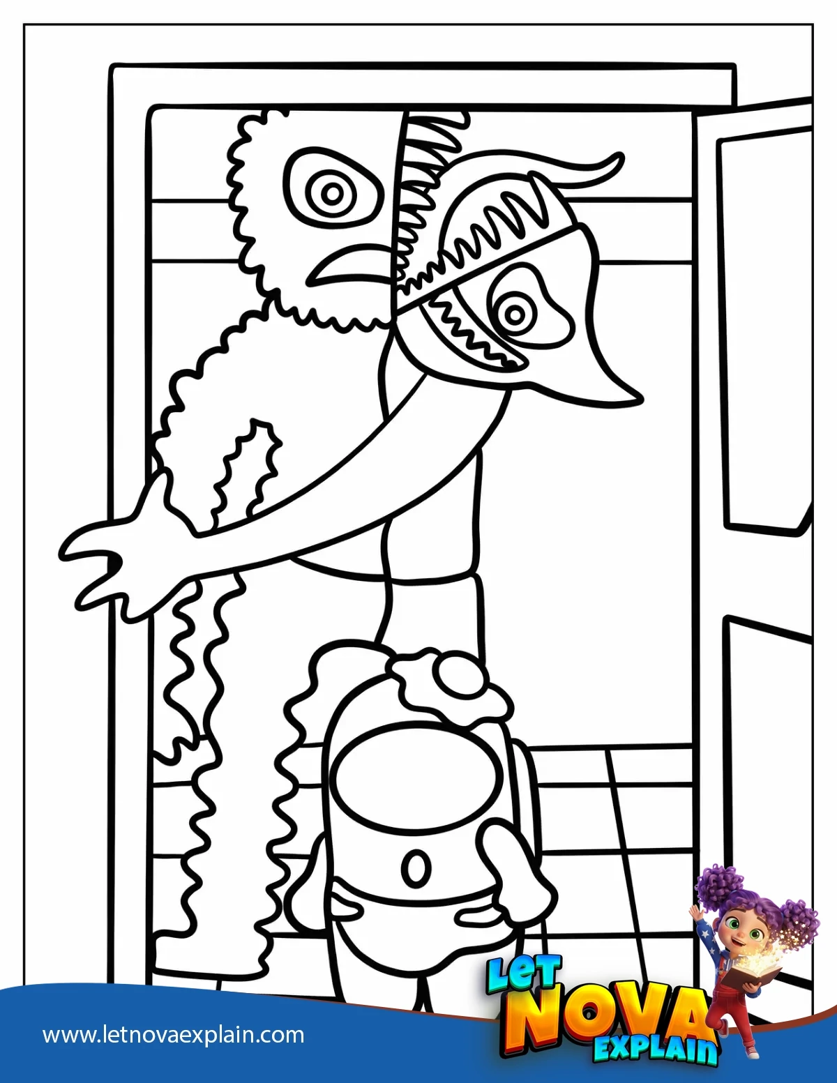 Angry SmileyGiggle Chasing Among Us Crew Coloring Sheet — Printable PDF