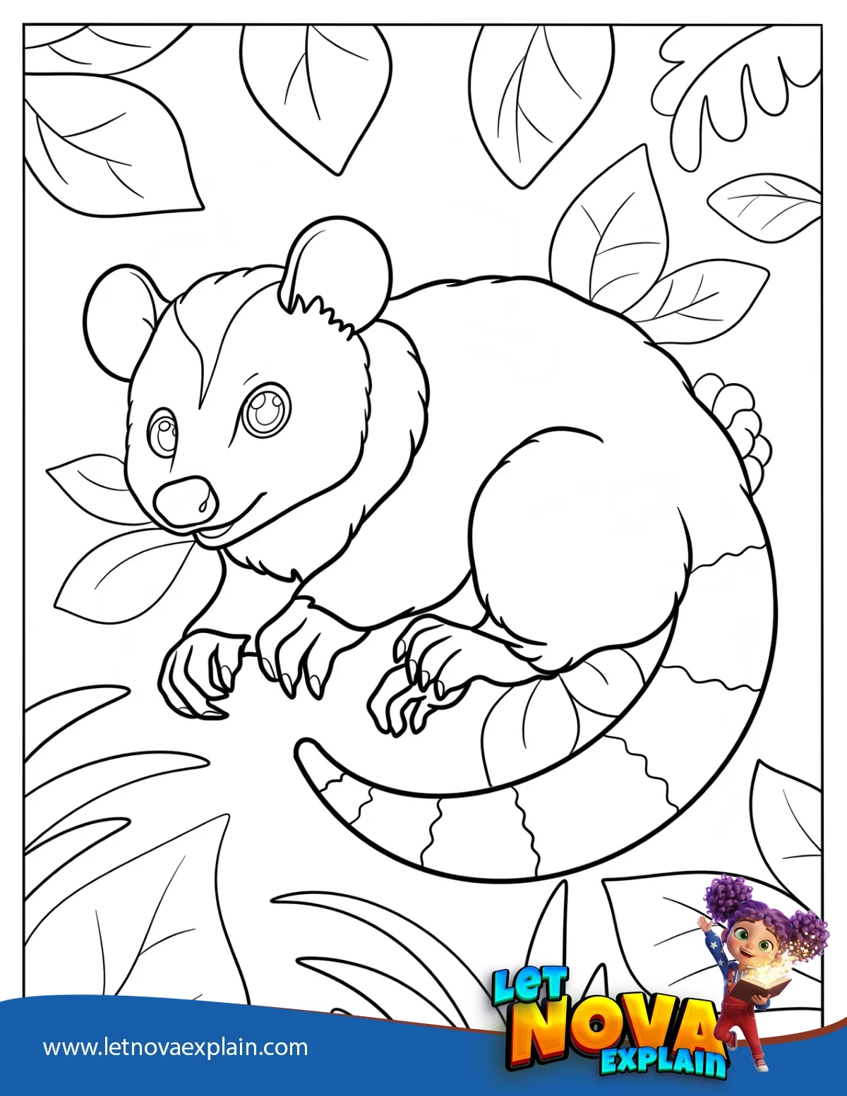 Australian Animal Possum Coloring Sheet For Kids — Coloring page