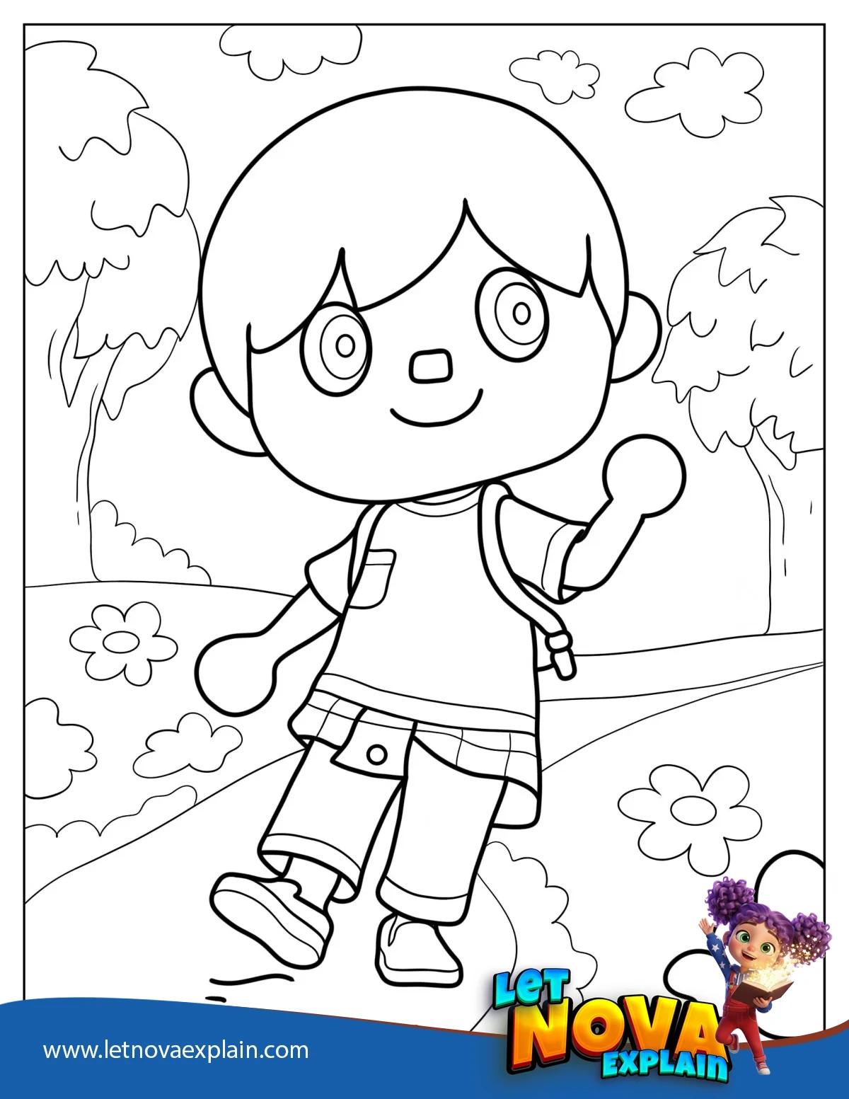 Boy Villager In Animal Crossing Coloring Sheet — Coloring page