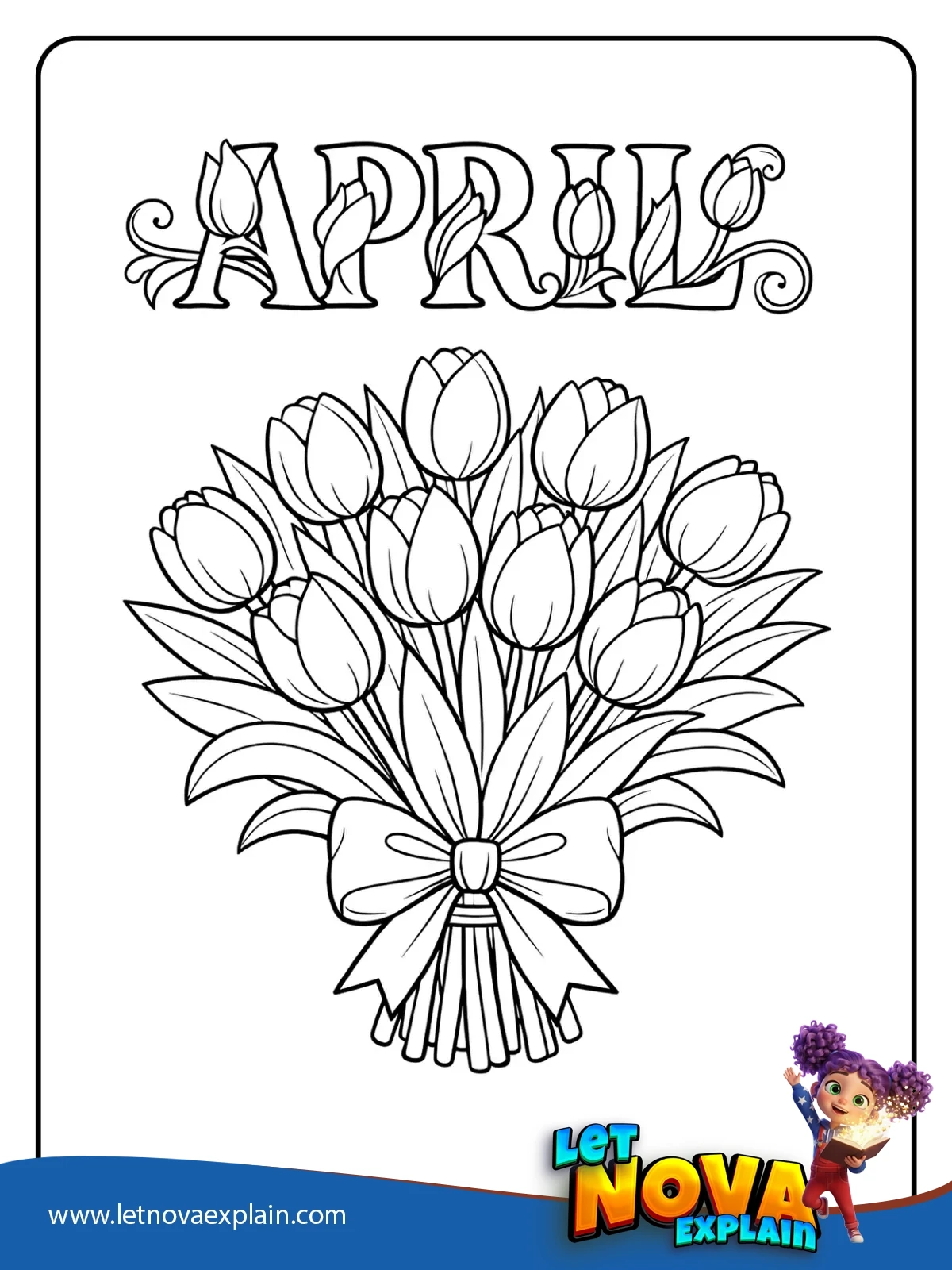 Tulip Bouquet coloring — Printable PDF
