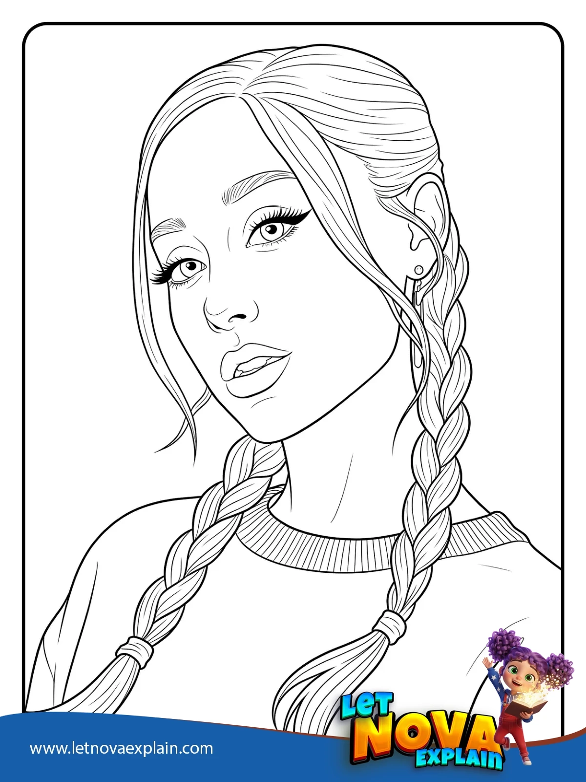 Double Braids Close Up coloring — PDF imprimable