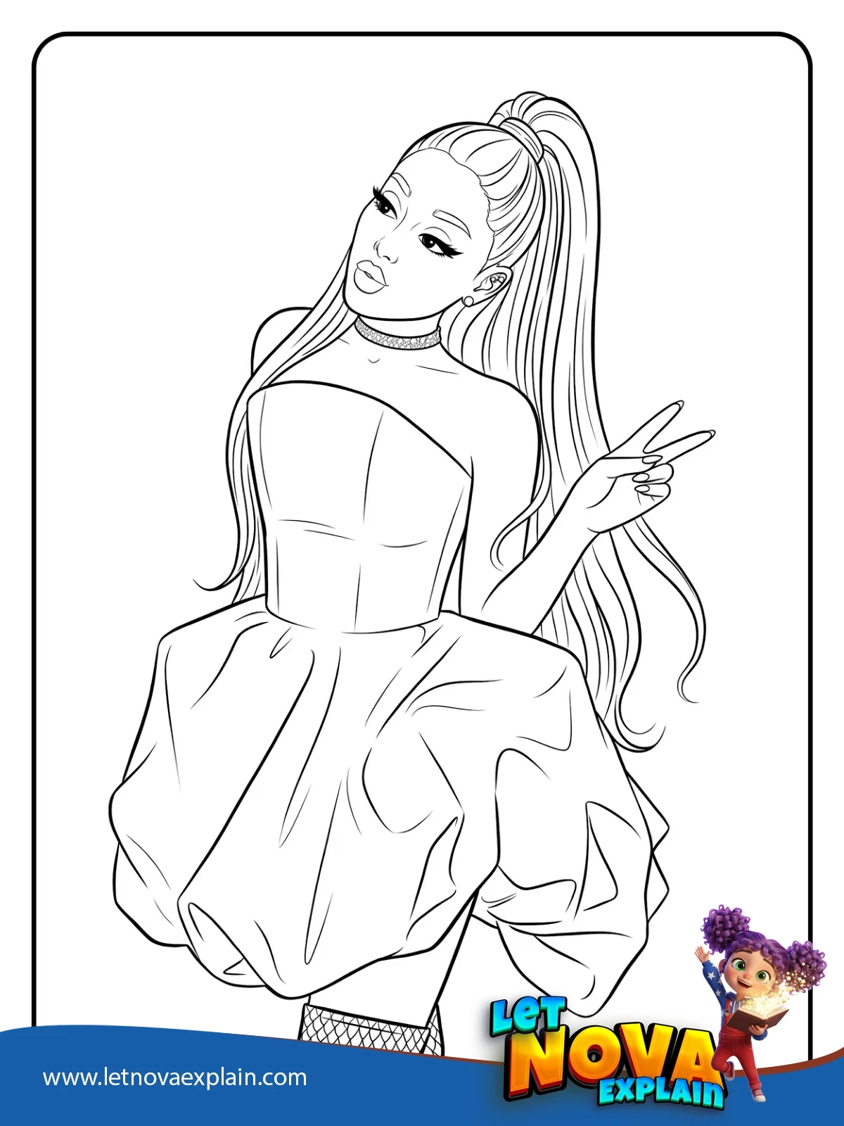 Peace Sign Outfit Pose coloring — PDF imprimable