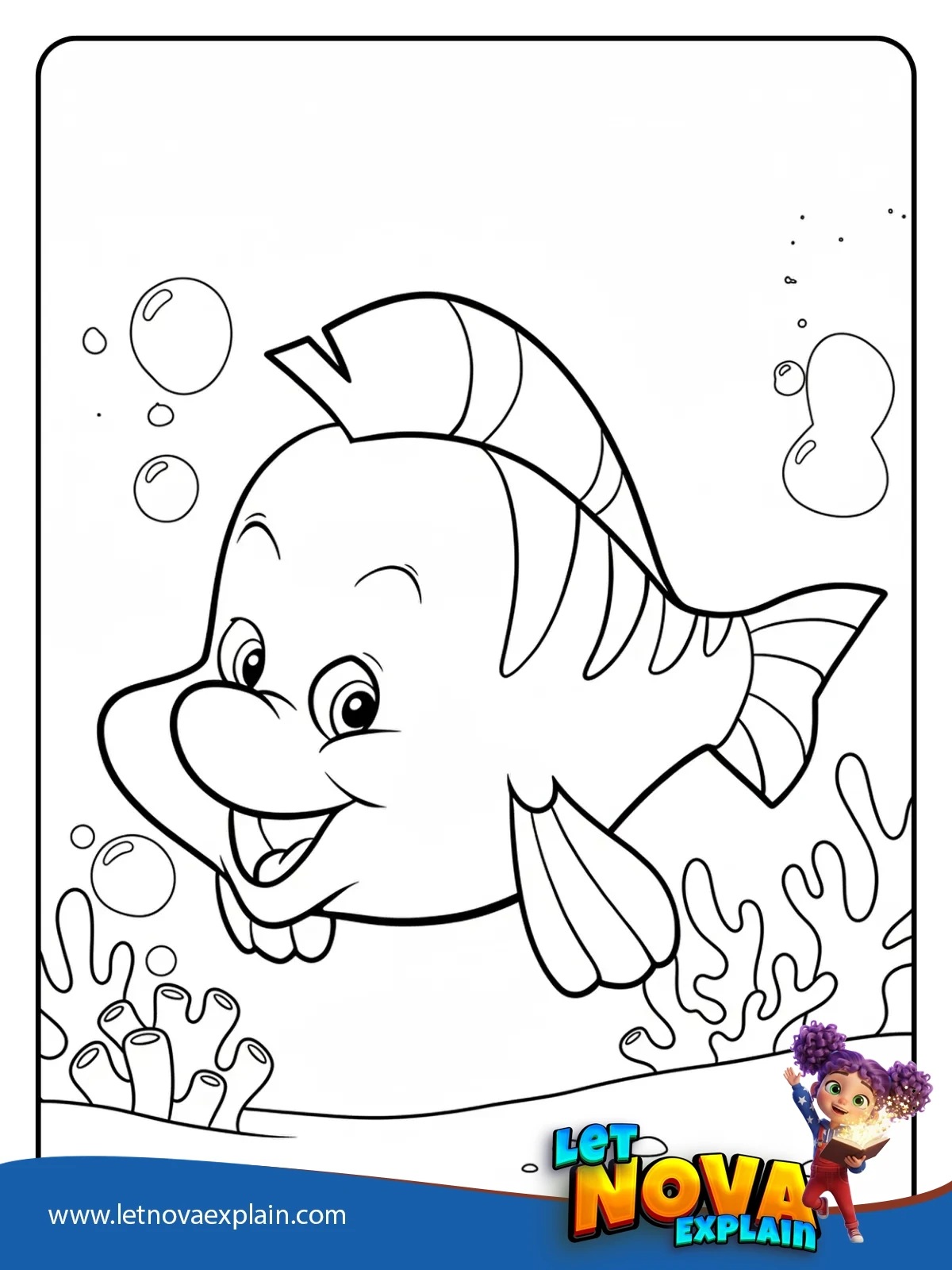 Flounders Big Smile coloring — PDF imprimable
