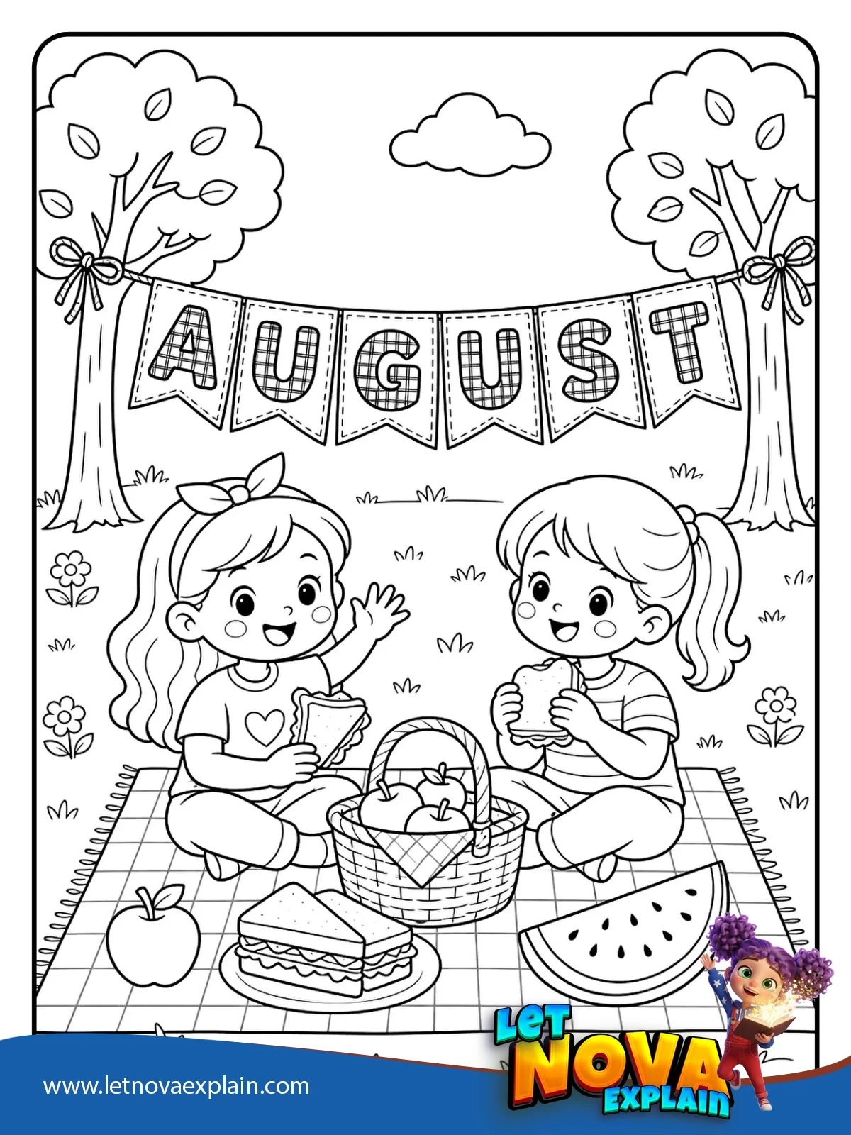 August Picnic Day coloring — Coloring page
