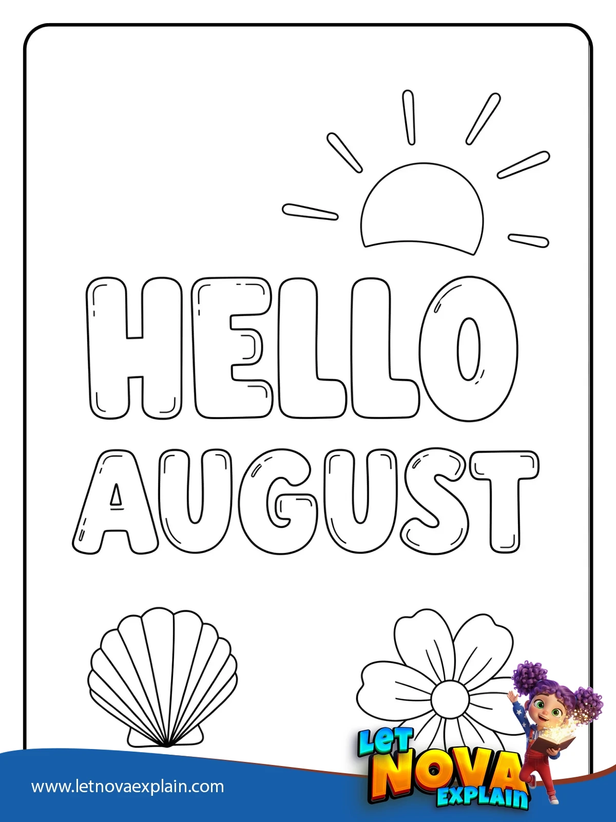 Hello August Poster coloring — Coloring page