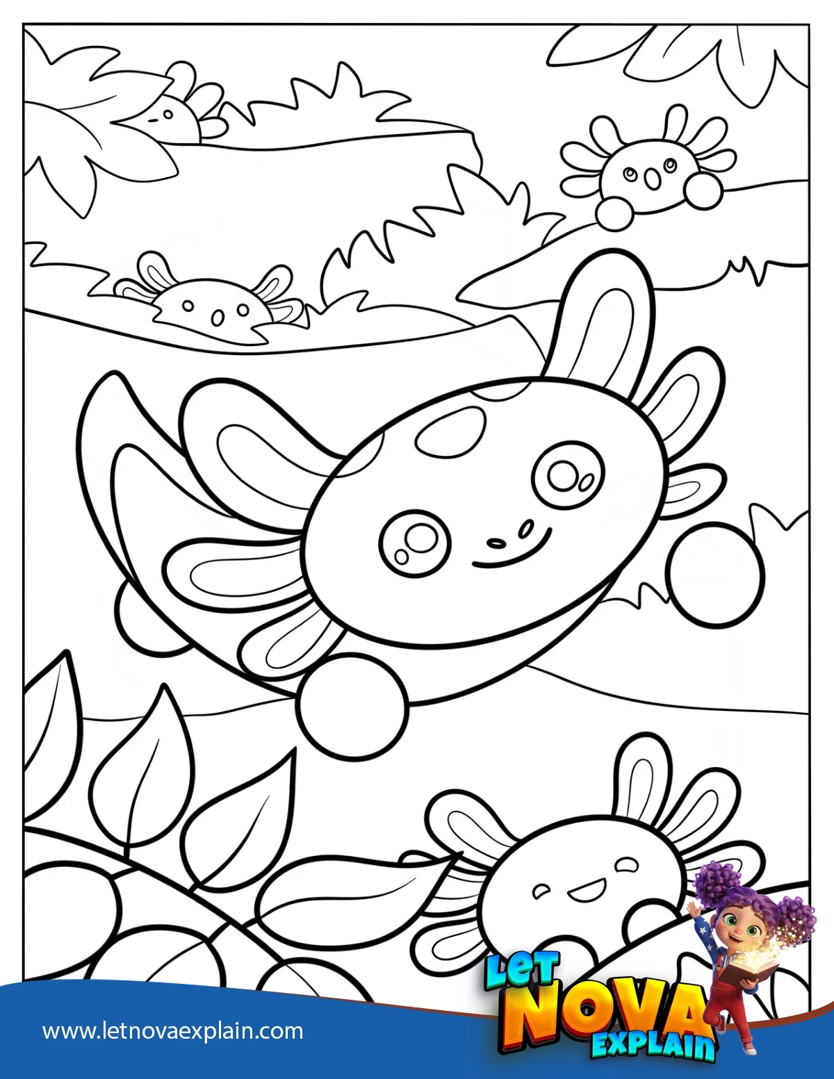 Adopt Me Axolotl Coloring Sheet For Kids — Coloring page