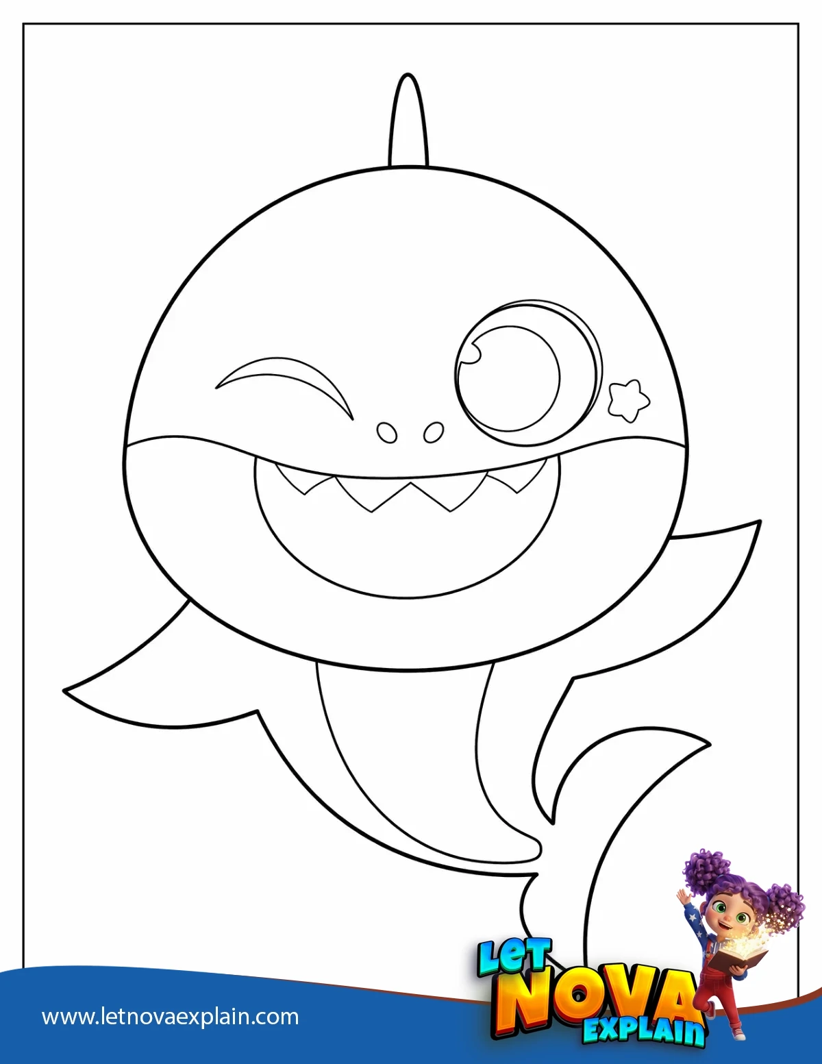 Easy Brooklyn Baby Shark Coloring In For Preschoolers — Page de coloriage