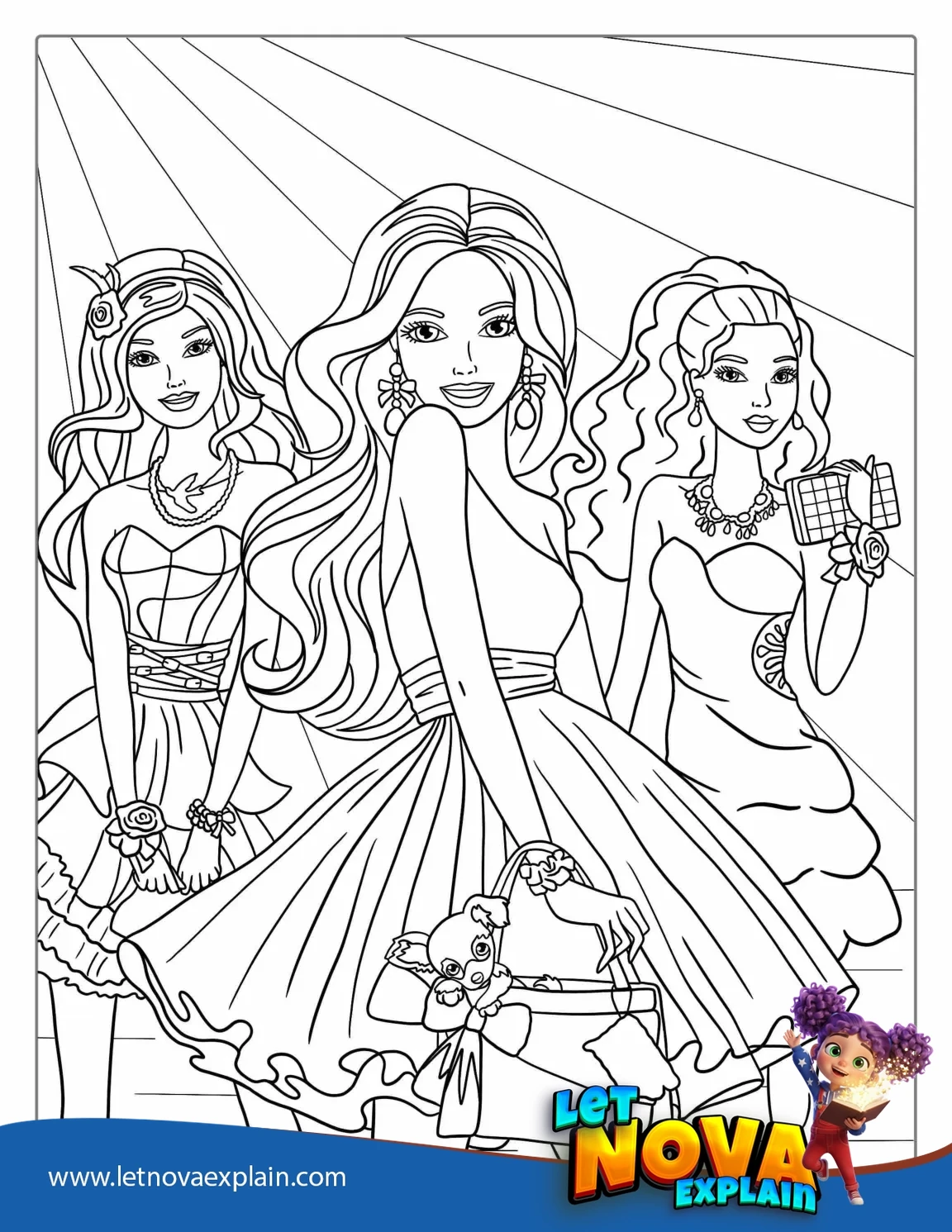 Barbie And Friends Coloring Sheet — Printable PDF